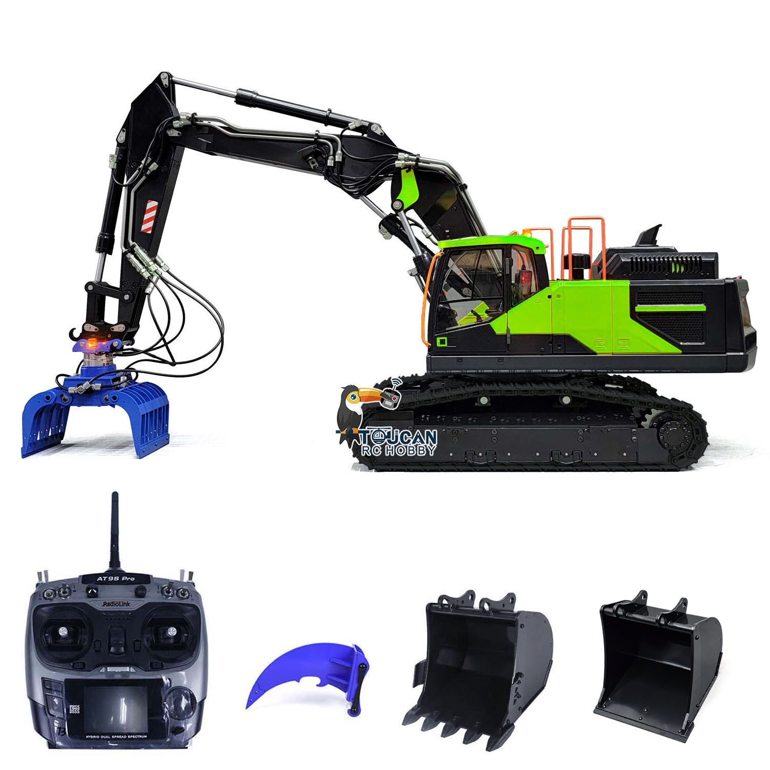 MTM 1/14 Scale EC380 RC Hydraulic Excavator - 10CH Remote Control Tracked Digger with 3 Arms & Grabber, Metal Heavy Duty Construction Toy for Adults - Perfect for Construction Simulation, Backyard Digging & RC Hobby Enthusiasts