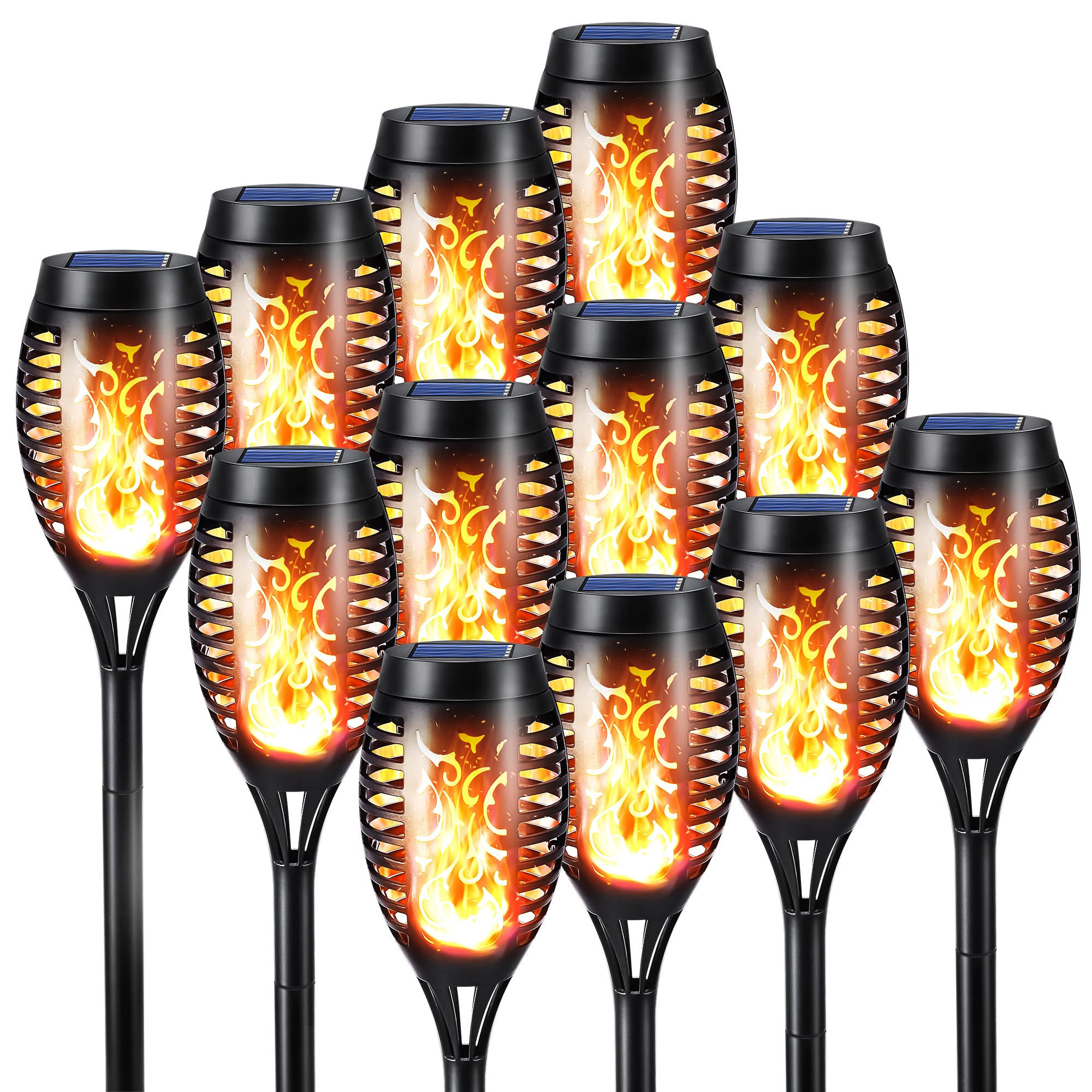 Toodour 12 Pack Solar Torch Lights Outdoor with Flickering Flame Effect - Waterproof Solar Pathway Lighting for Garden, Lawn, Patio, Yard - Weather-Resistant Landscape Decor for Parties, Weddings & Backyard Ambiance