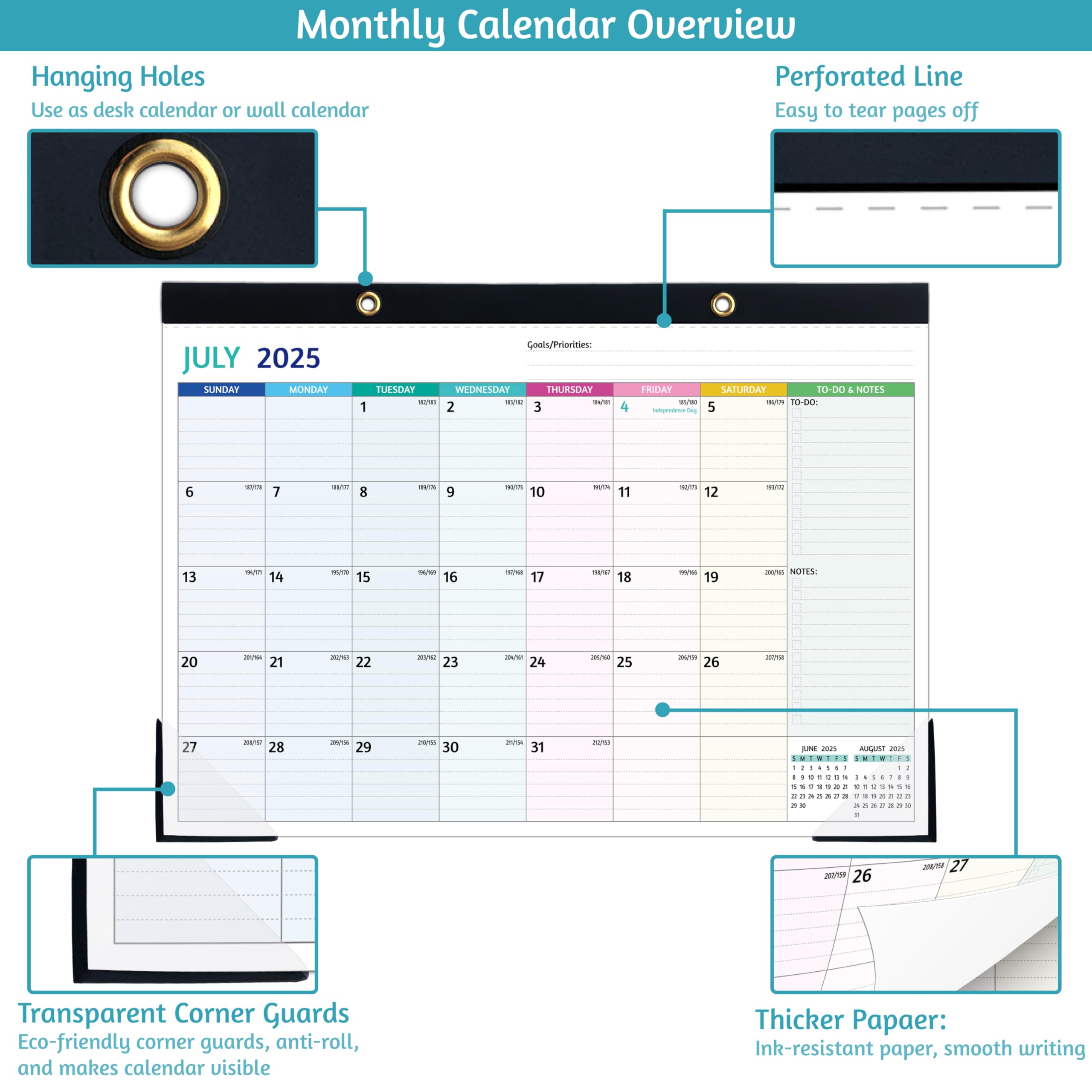 2025-2026 Monthly Desk Calendar Planner (Jan 2025-Jun 2026) - 17