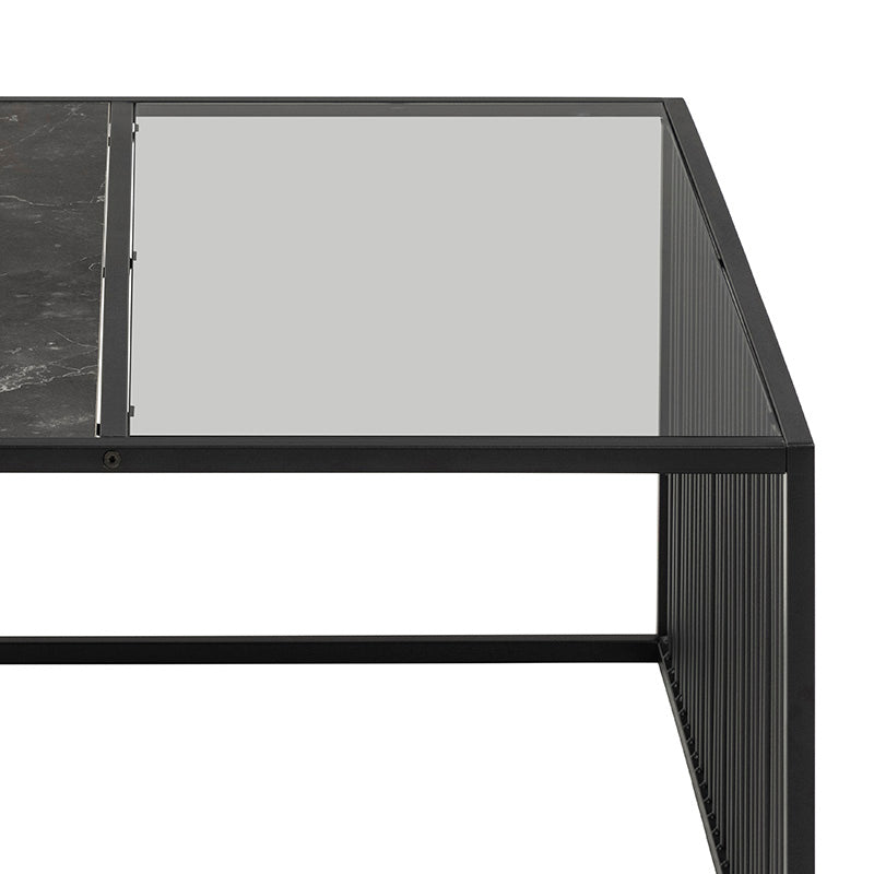 STRINGTON 80cm Square Coffee Table - Black Marble Effect Top for Living Room, Modern Center Table for Home Decor & Small Space Furniture