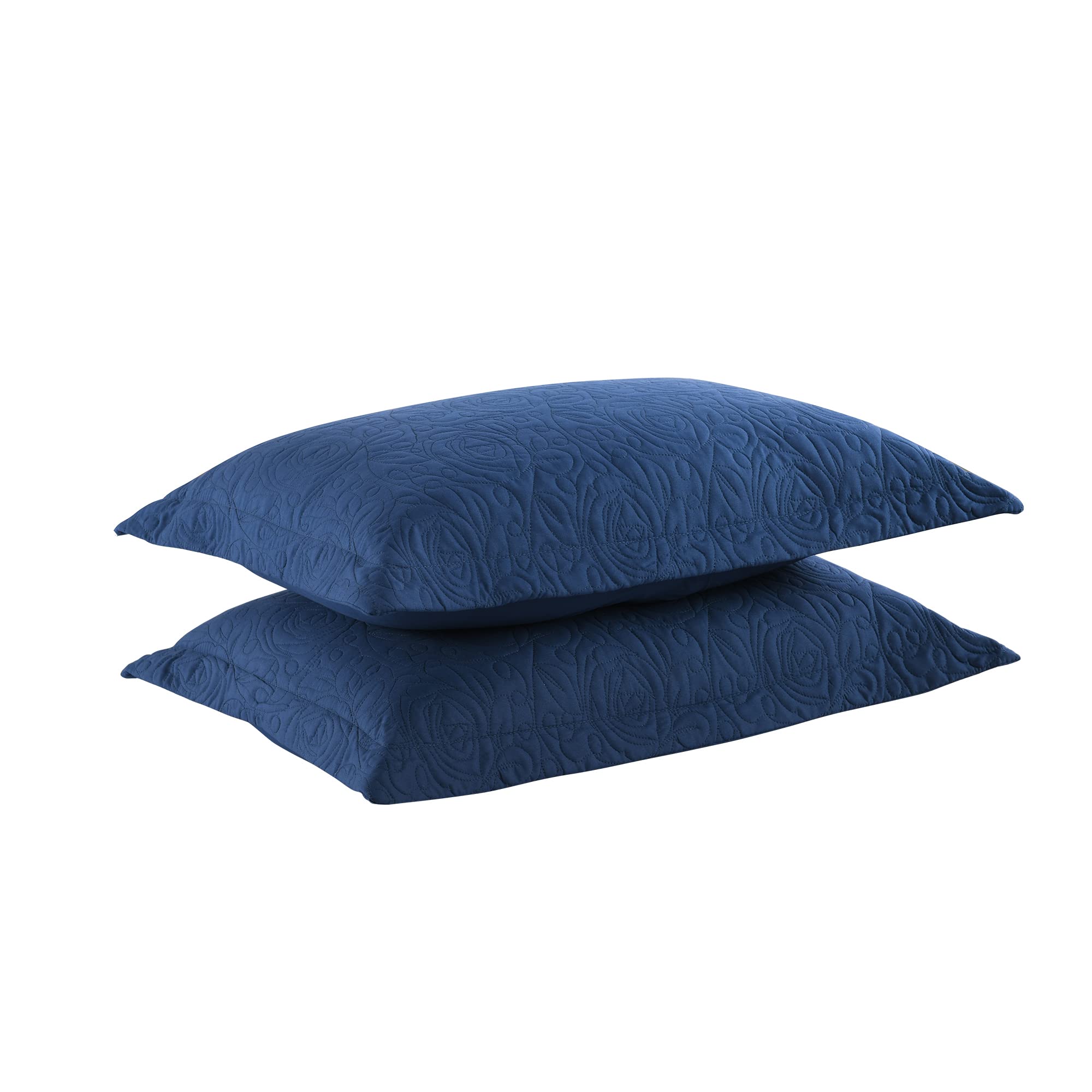 MarCielo Embroidered Pillow Covers Queen Set - Navy Blue for Bedroom Decor