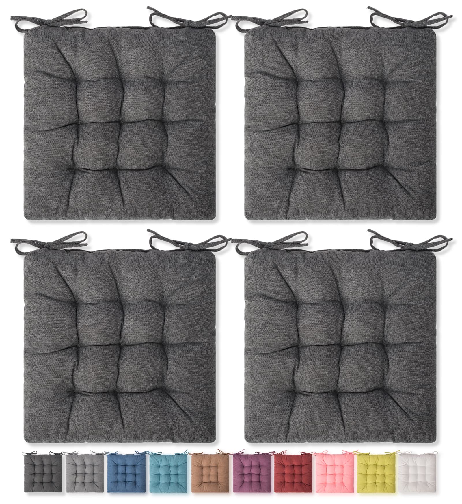 Square Moon 4 Pack Seat Cushions - Comfortable Chair Pads for Office, Dining & Desk Chairs - Indoor & Outdoor Use - Perfect for Home, Office & Patio Furniture