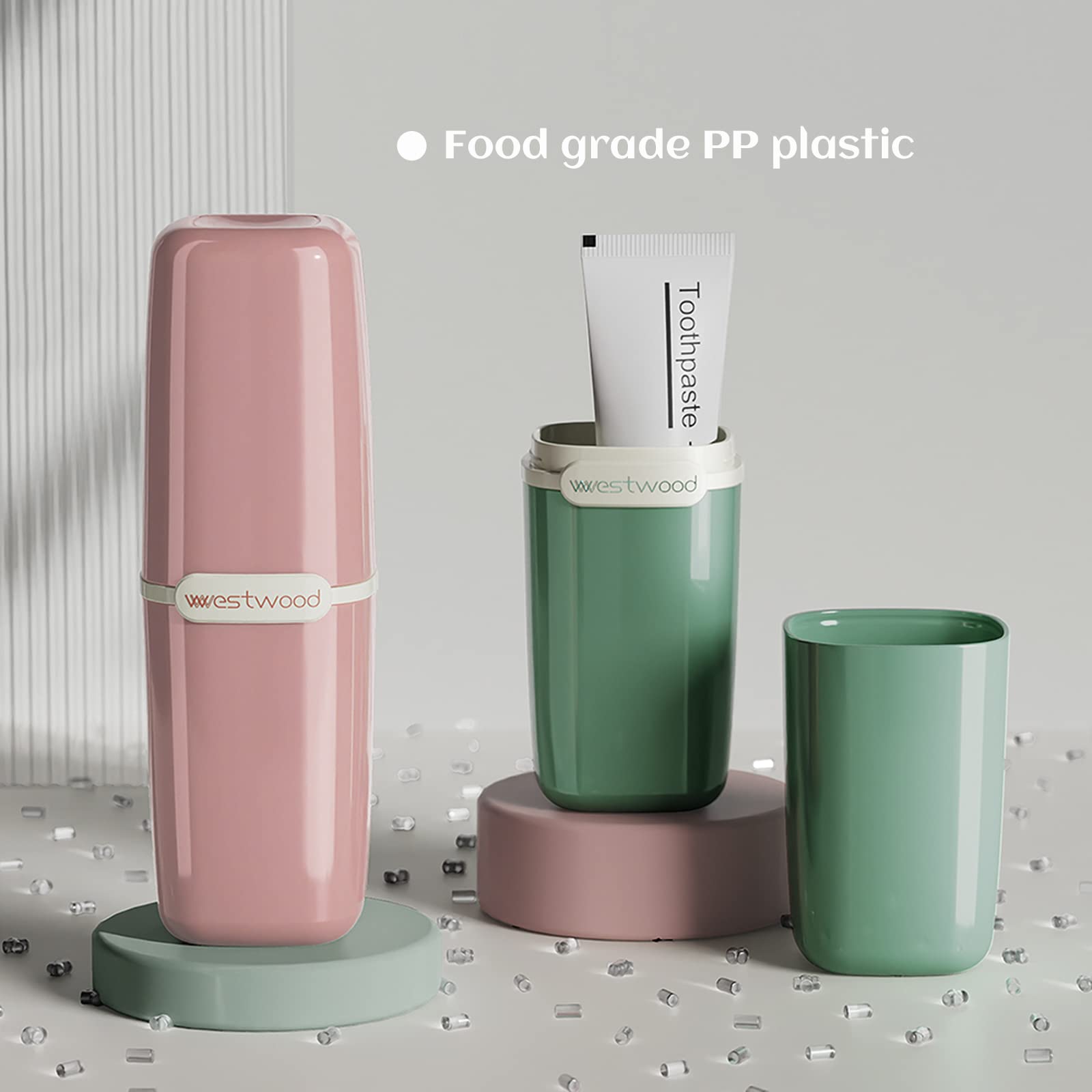 White Plastic Travel Toothbrush Holder with Cover - Portable Toothbrush Case for Camping, School & Business Trips | Compact Bathroom Storage Container for Home & Travel Use