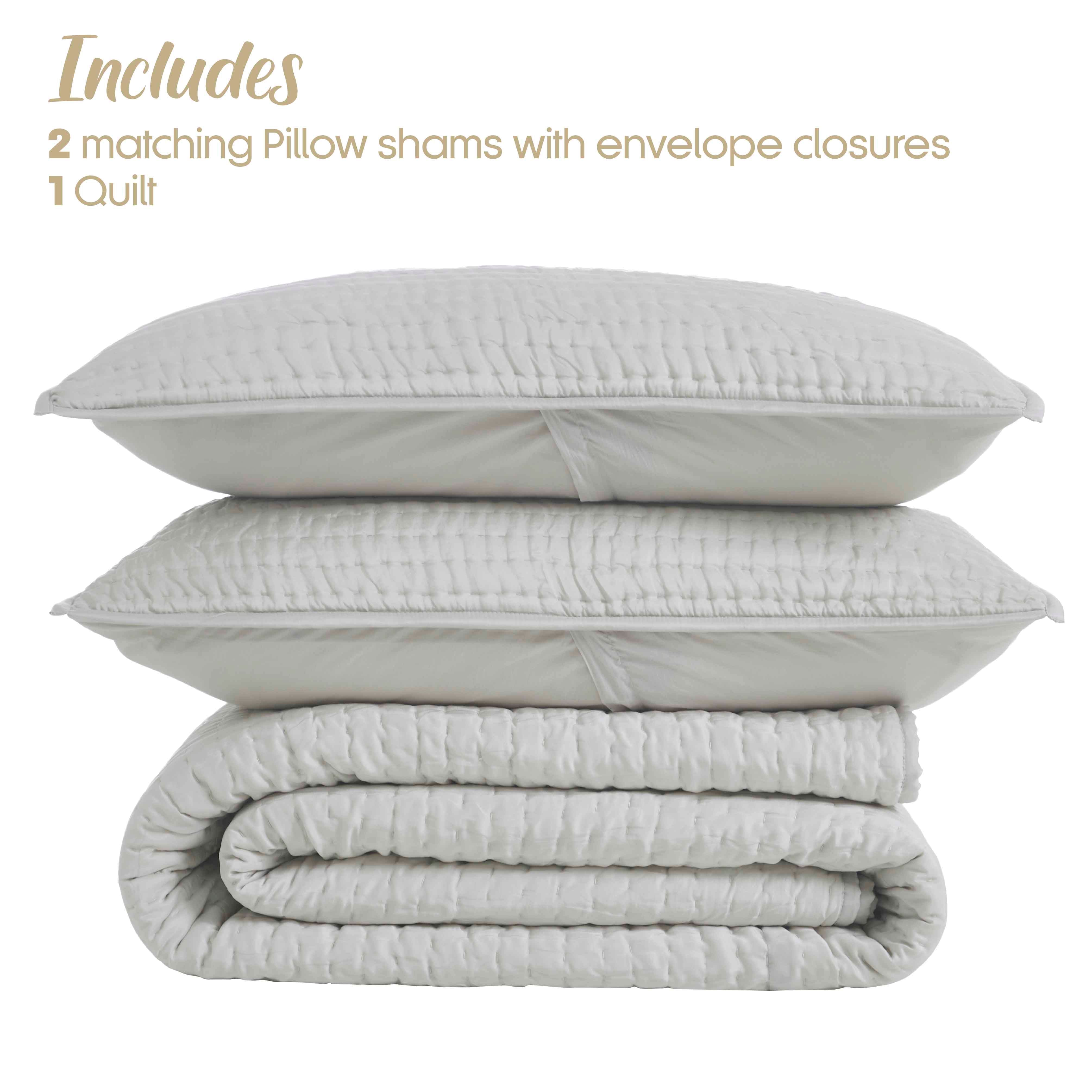 Bella 100% Pure Silk Pick Stitch Medium Weight Quilt & Sham Set - Queen Size Luxury Bedding for Elegant Bedroom Decor & Cozy Sleep