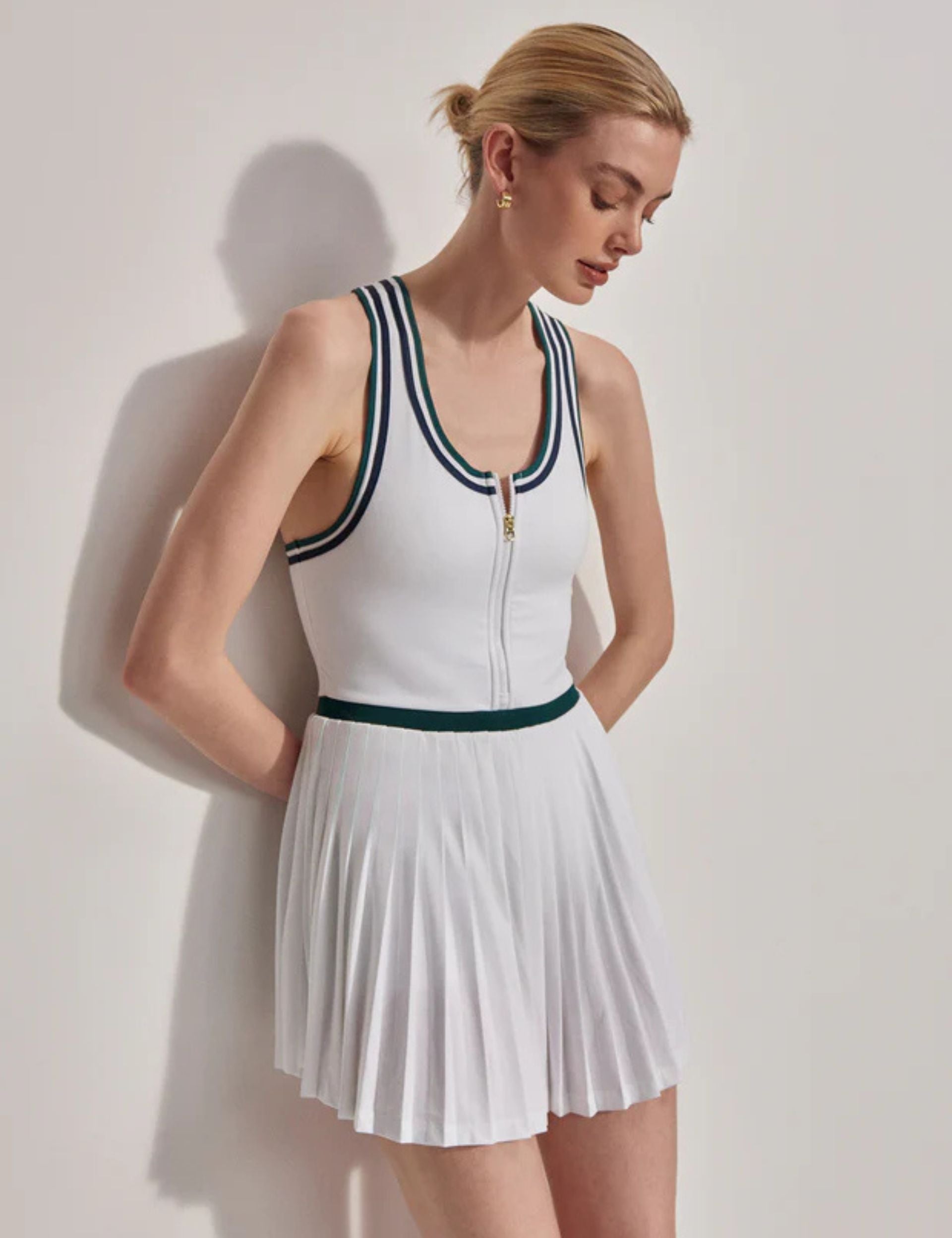 Jane Court Dress 28 - Elegant White & Forest Green Floral Summer Dress for Women | Perfect for Weddings, Garden Parties & Date Nights