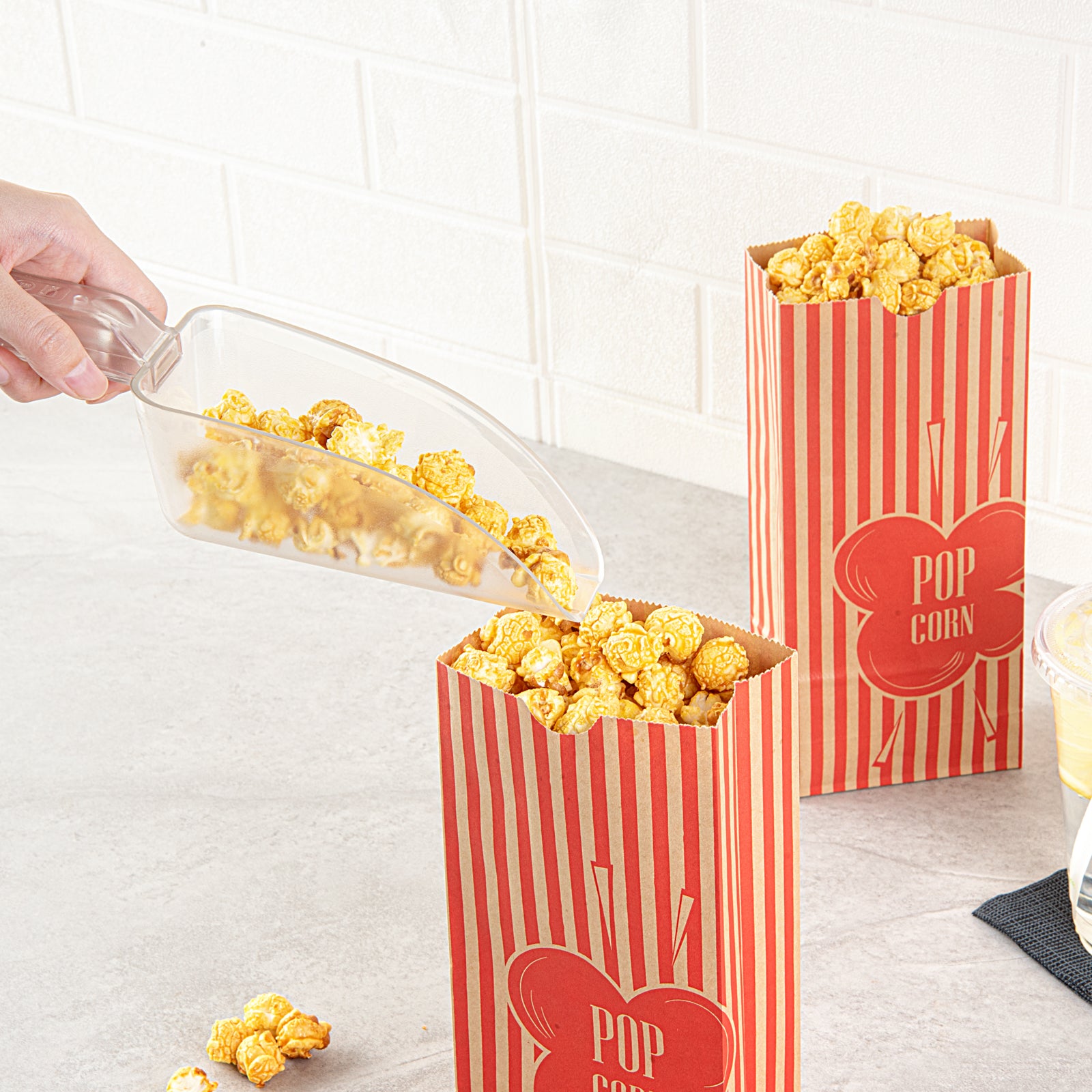 Bag Tek 2 oz Red & Kraft Paper Popcorn Bags - 5.25