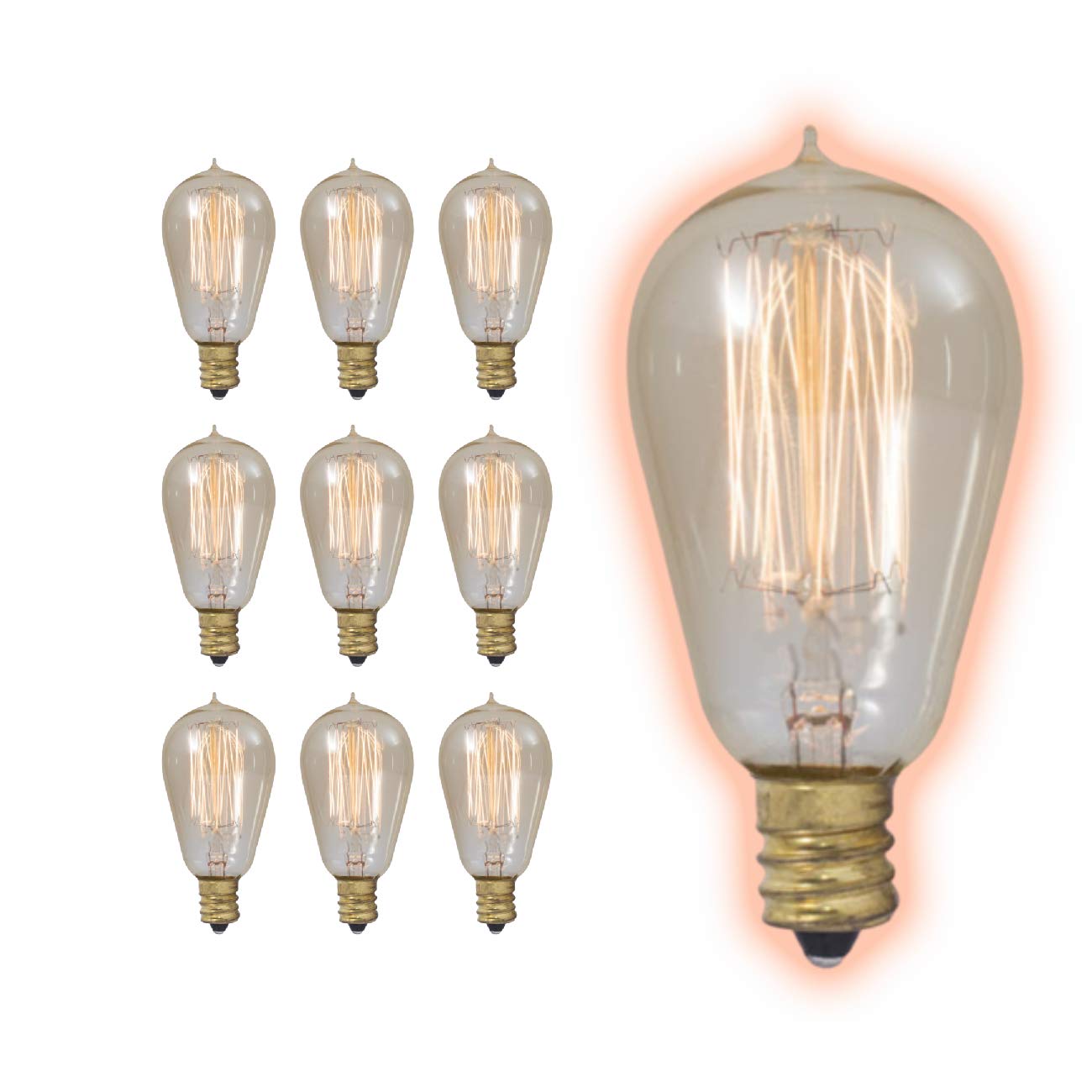 Vintage Edison Light Bulbs 40W - Warm White 2200K, E26 Base, 135 Lumens, 3000 Hours Lifespan - Pack of 10 - Perfect for Restaurants, Cafes & Home Decor