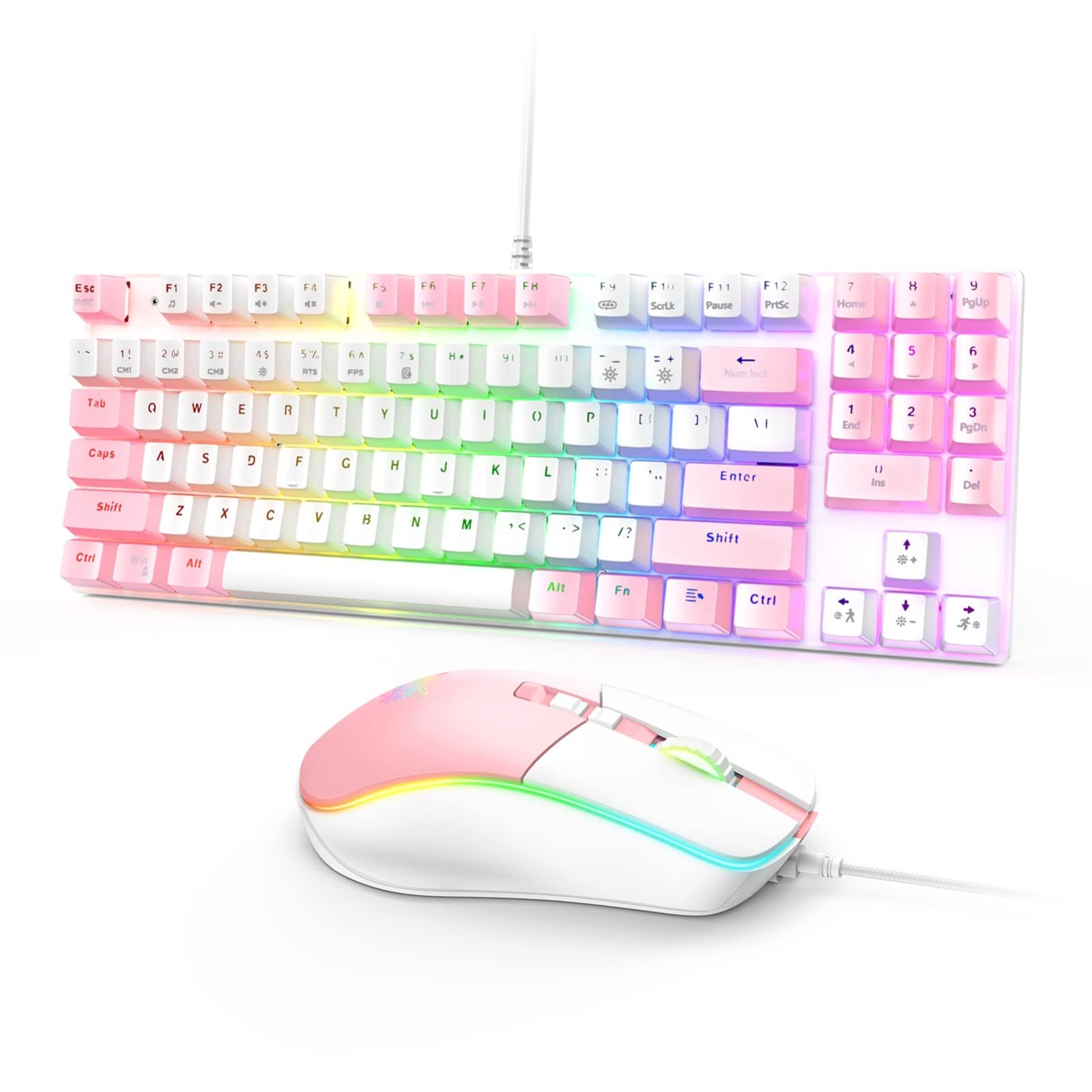 Rainbow Backlit Gaming Keyboard & Mouse Combo - 7200 DPI for PC Gaming