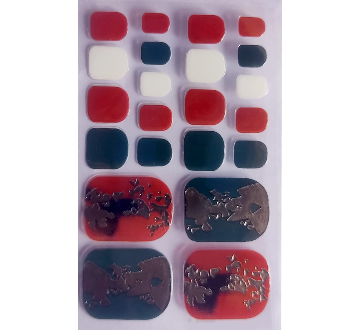 3D Nail Stickers for Women & Girls - Waterproof Glitter Luxury Nail Art DIY Self-Adhesive Peel Off Fake Nails - 22 Multicolored Tips (GD-044) | Perfect for Parties, Weddings, Holidays & Everyday Glam