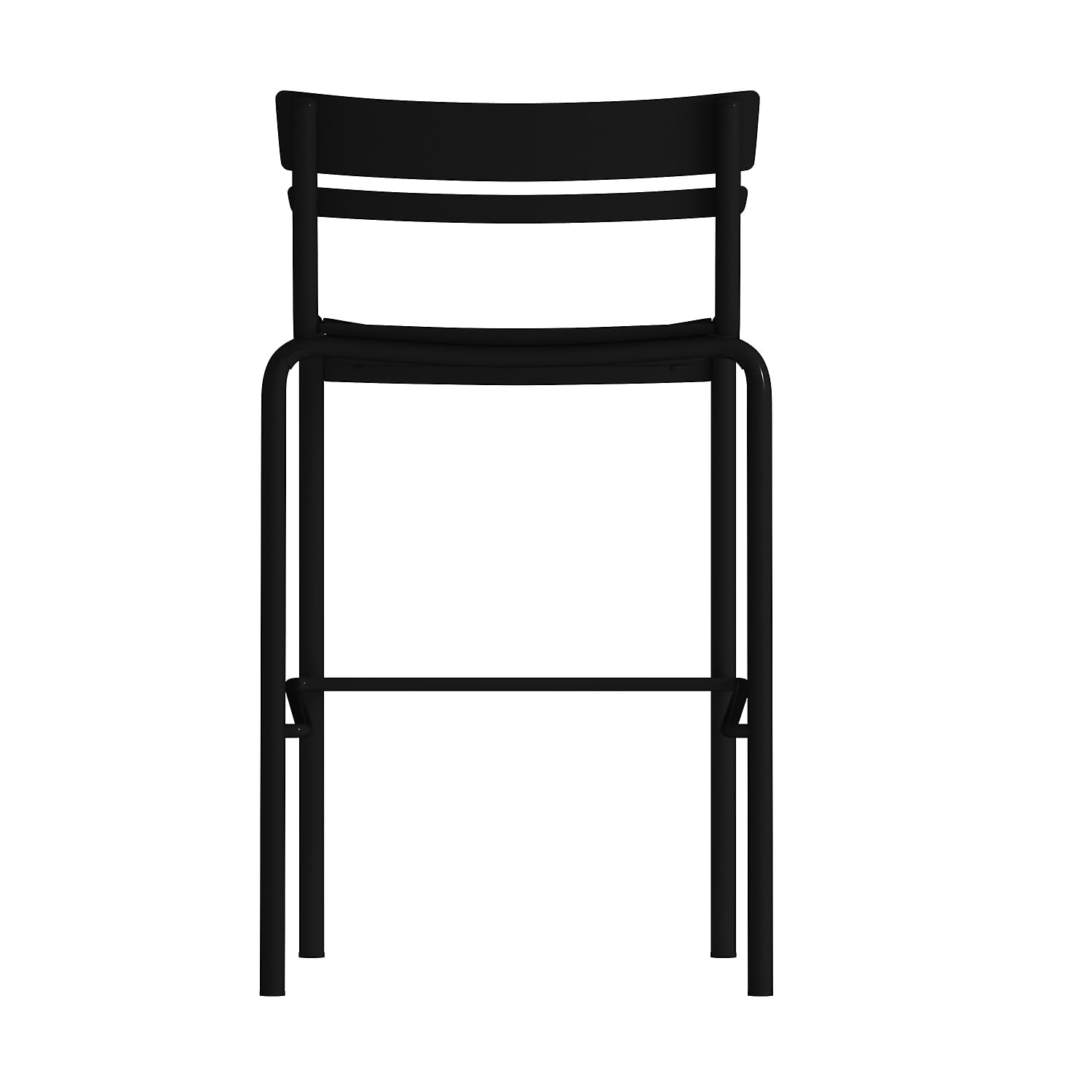 Flash Furniture Nash Commercial Grade Steel Stack Stool - Set of 2 Black Indoor-Outdoor Bar Stools with 2 Slat Back - Perfect for Home Bars, Restaurants & Patios