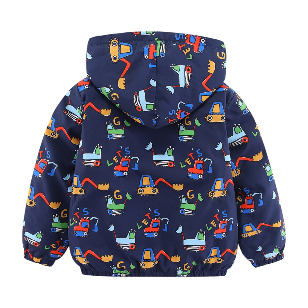 Mud Kingdom Boys Hooded Jacket - Lightweight Zip Up Jacket for Fall & Spring - Water-Resistant Outerwear for Kids Outdoor Play, School & Daily Wear