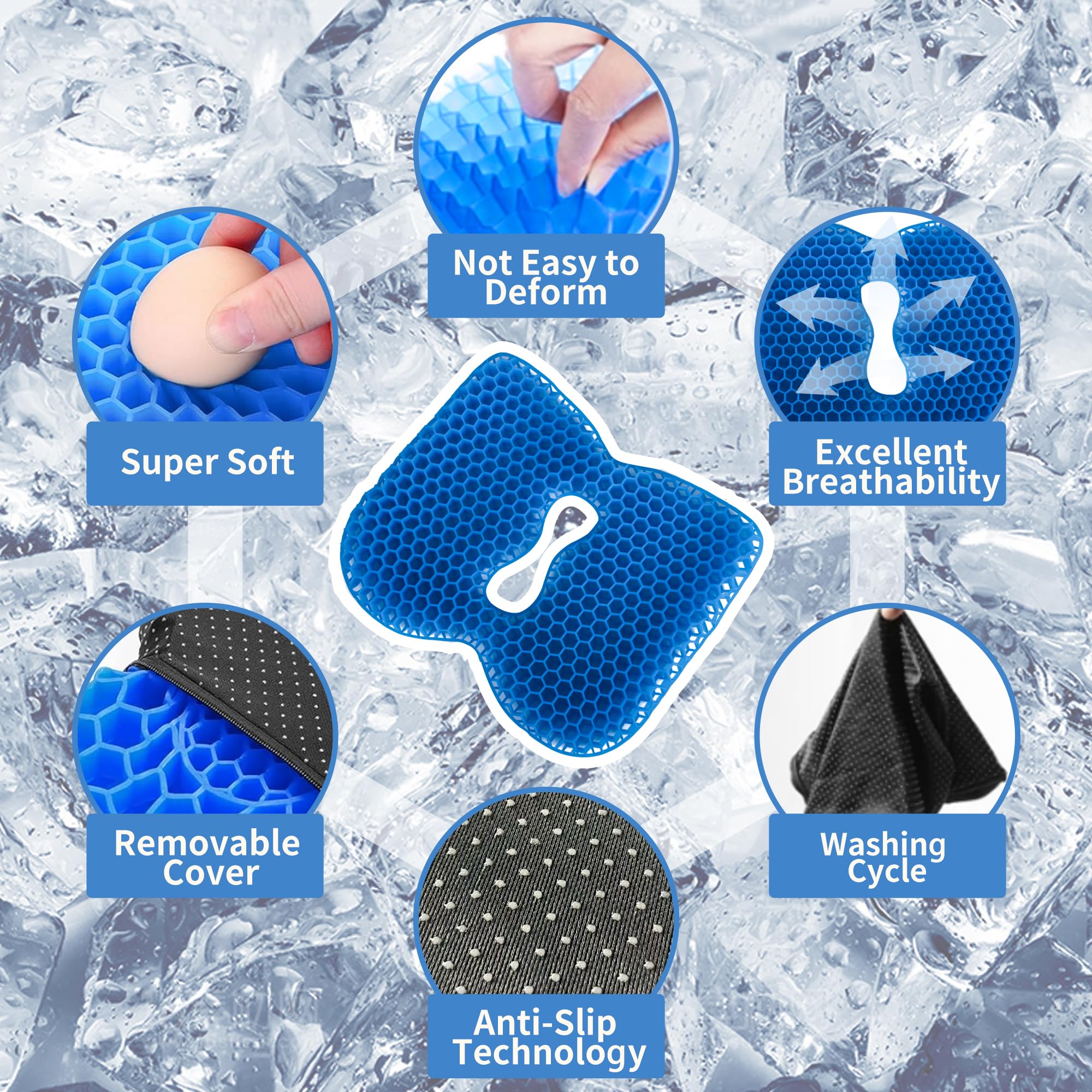 Premium Kayak Seat Cushion - Thick Non-Slip Gel Kayak Seat Pad with Breathable Waterproof Design for Kayaks, Canoes & Boats - Durable Kayak Accessories for Fishing & Paddling (Blue, 2-Pack) | Perfect for Long Fishing Trips & Water Sports Adventures