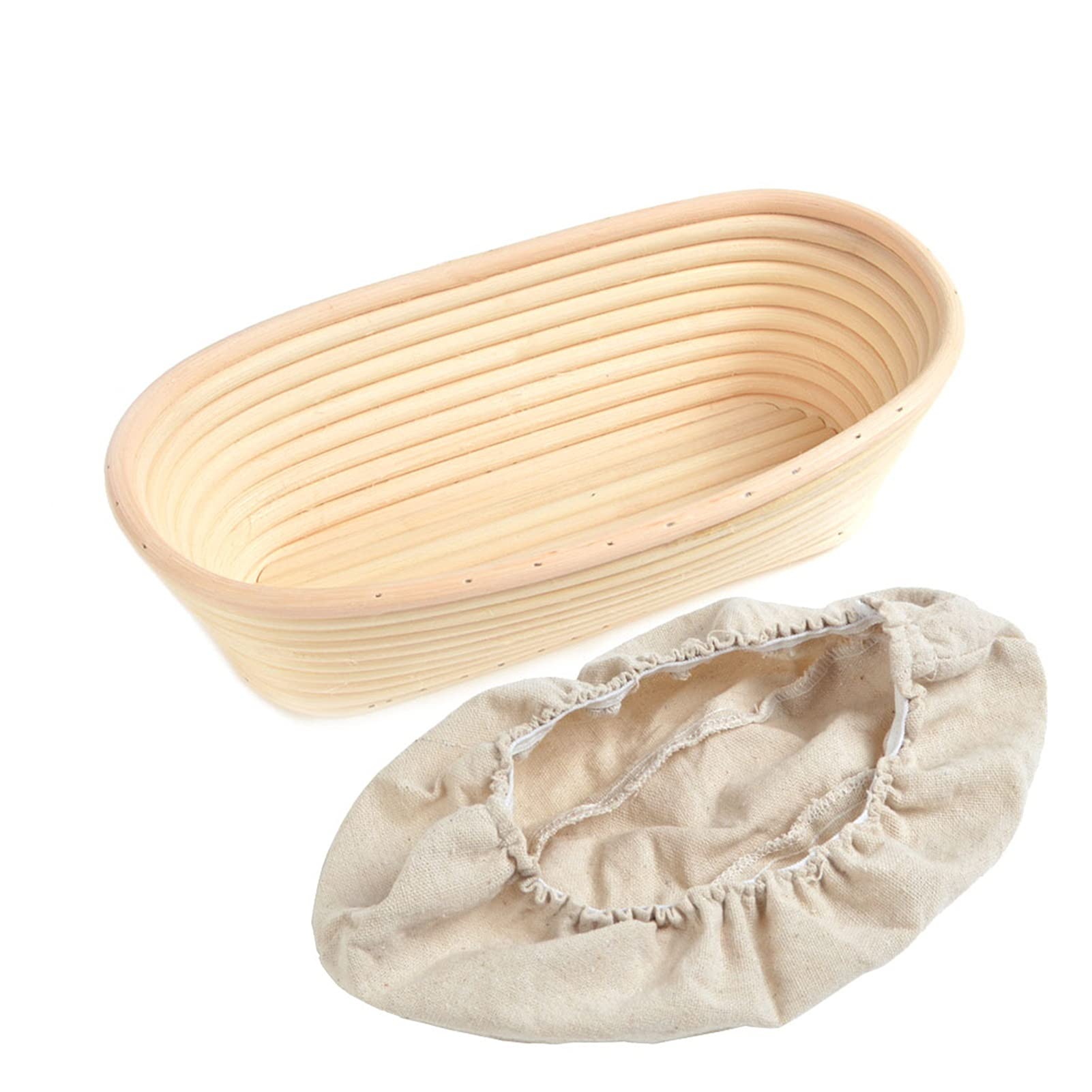 HUACHEN-LS Round Oval Woven Bread Proofing Basket - Sourdough Dough Fermentation & Baking Mold for Homemade Bread - Perfect for Kitchen & Dining Room (38x19x10cm, Oval) - Ideal for Artisan Bread Making, Home Baking & Rustic Loaf Shaping