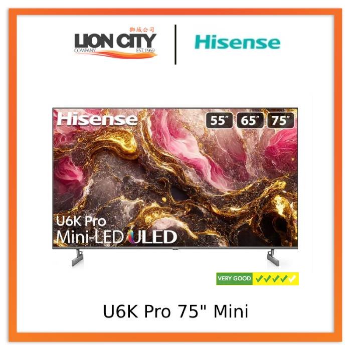Hisense U6K Pro 75-Inch Mini LED ULED 4K Smart TV with Dolby Vision - Perfect for Home Theater & Gaming Entertainment