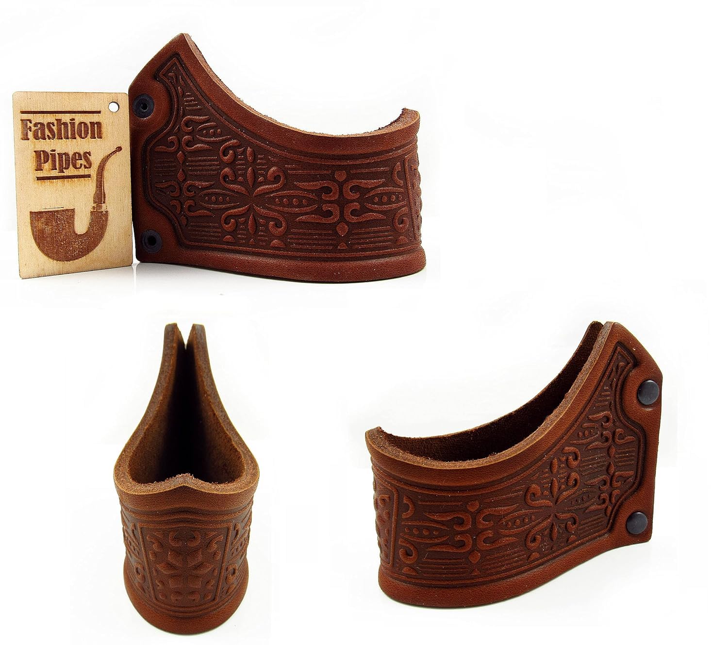 Premium Genuine Leather Tobacco Pipe Stand - Handcrafted for Pipe Smokers (Nordic G) | Perfect for Home, Office & Smoking Lounges