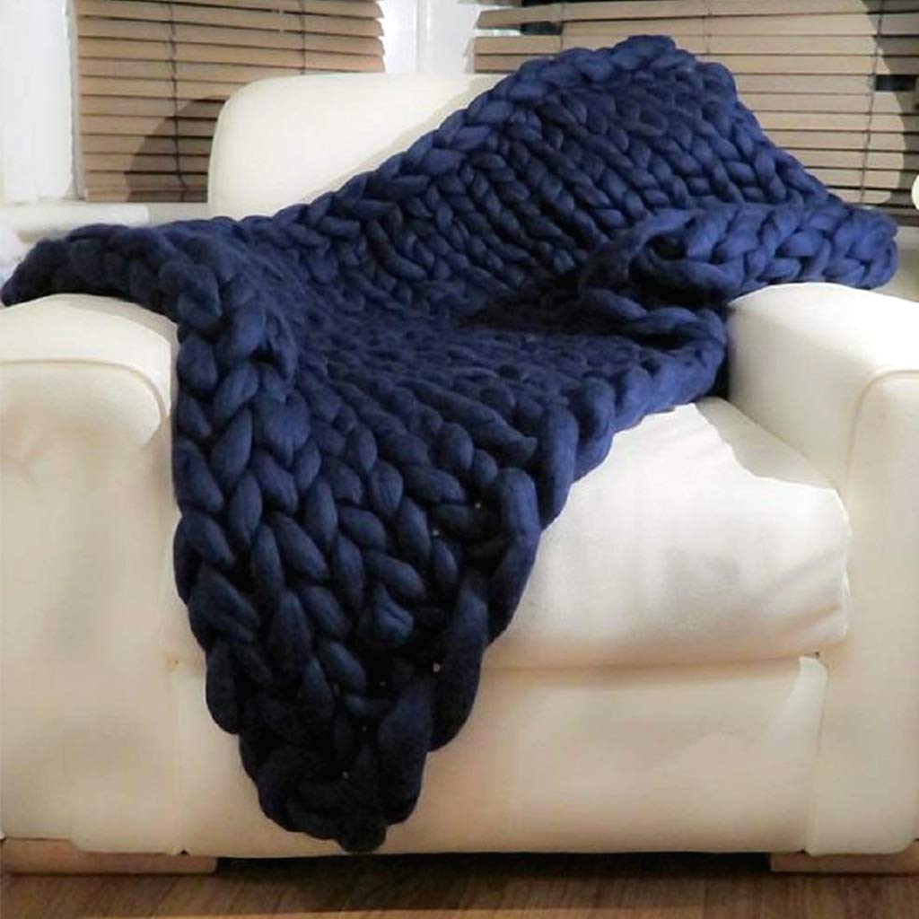 Premium Weighted Chunky Knit Blanket - Ultra Soft Oversized Handmade Throw for Queen Bed & Sofa | Home Decor Gift for Adults, Anxiety Relief & Cozy Nights - Perfect for Relaxing, Reading & Winter Snuggling