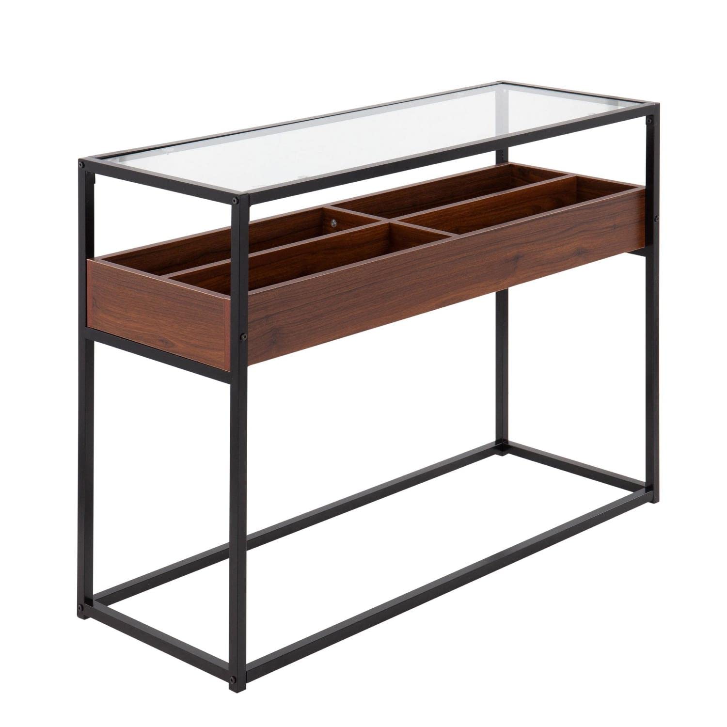 Modern Glass Console Table with Storage - Narrow Entryway Sofa Table for Living Room & Hallway - Stylish Display Shelf Behind Couch - Perfect for Small Spaces, Home Decor & Organization