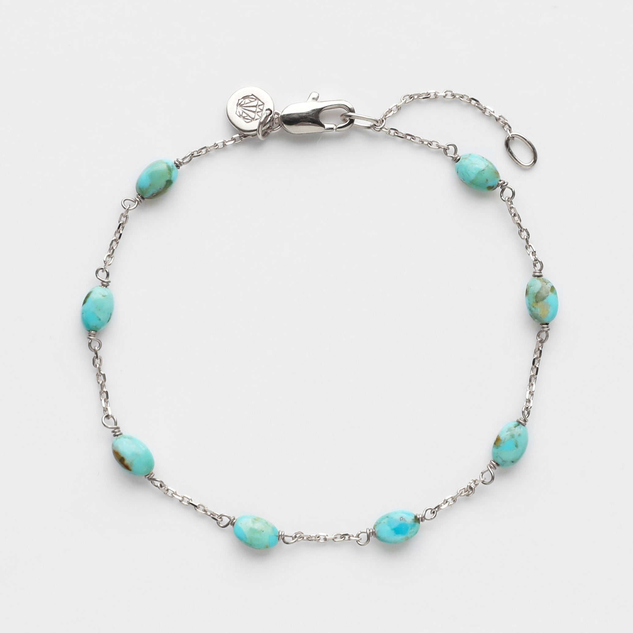 Authentic Mohave Turquoise Infinity Chain Bracelet for Women - Handmade Sterling Silver Adjustable Bangle - Perfect for Boho Jewelry, Gifts & Everyday Wear