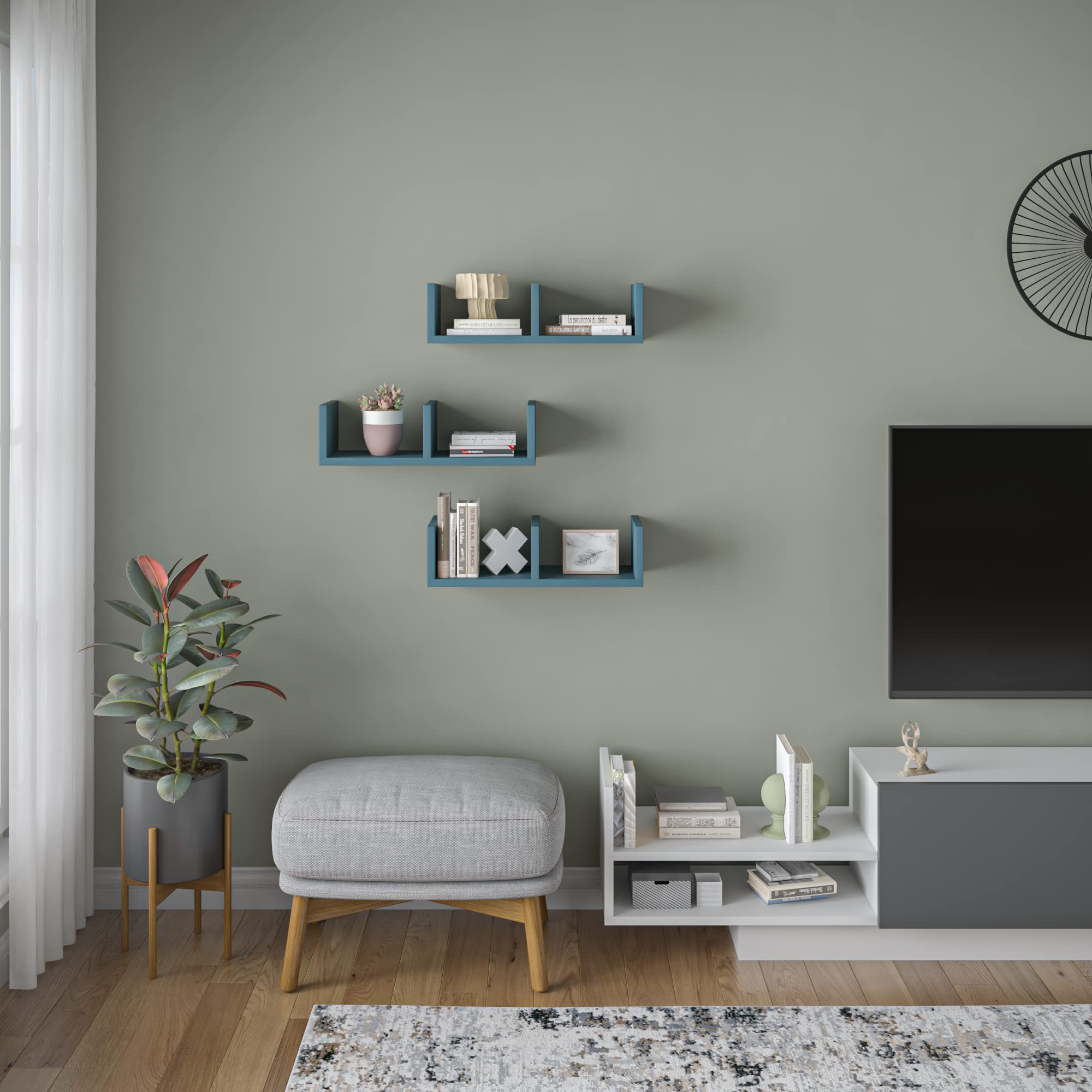 Modern Blue Wall Shelf - 6.3x19.69x7.87