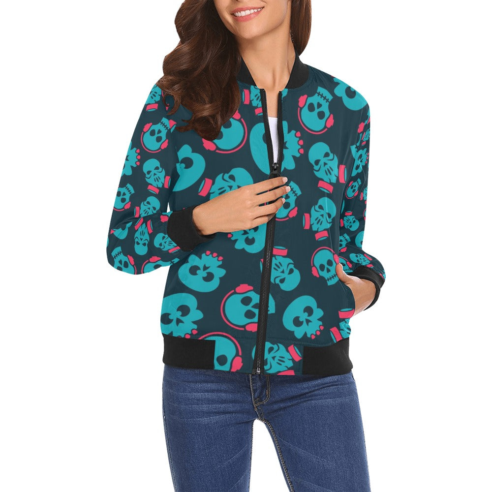 Punk Skulls Bomber Jacket for Men & Women | Edgy Gothic Streetwear Fashion | Perfect for Concerts, Halloween & Alternative Style Outfits