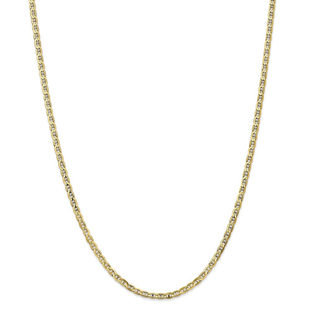 The Black Bow 10k Yellow Gold 3mm Solid Concave Anchor Chain Necklace - Perfect for Everyday Wear, Gifts, and Special Occasions