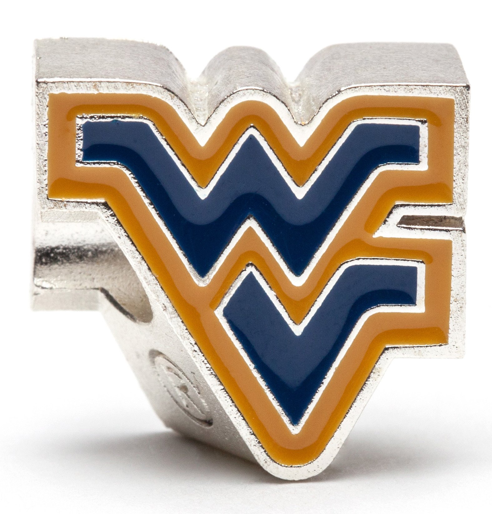 West Virginia Beads & Flying WV Charm Bracelet - Blue & Gold Stainless Steel Pendant - Hypoallergenic WVU Gifts for Women - Perfect for Game Day, Graduation & Alumni Pride