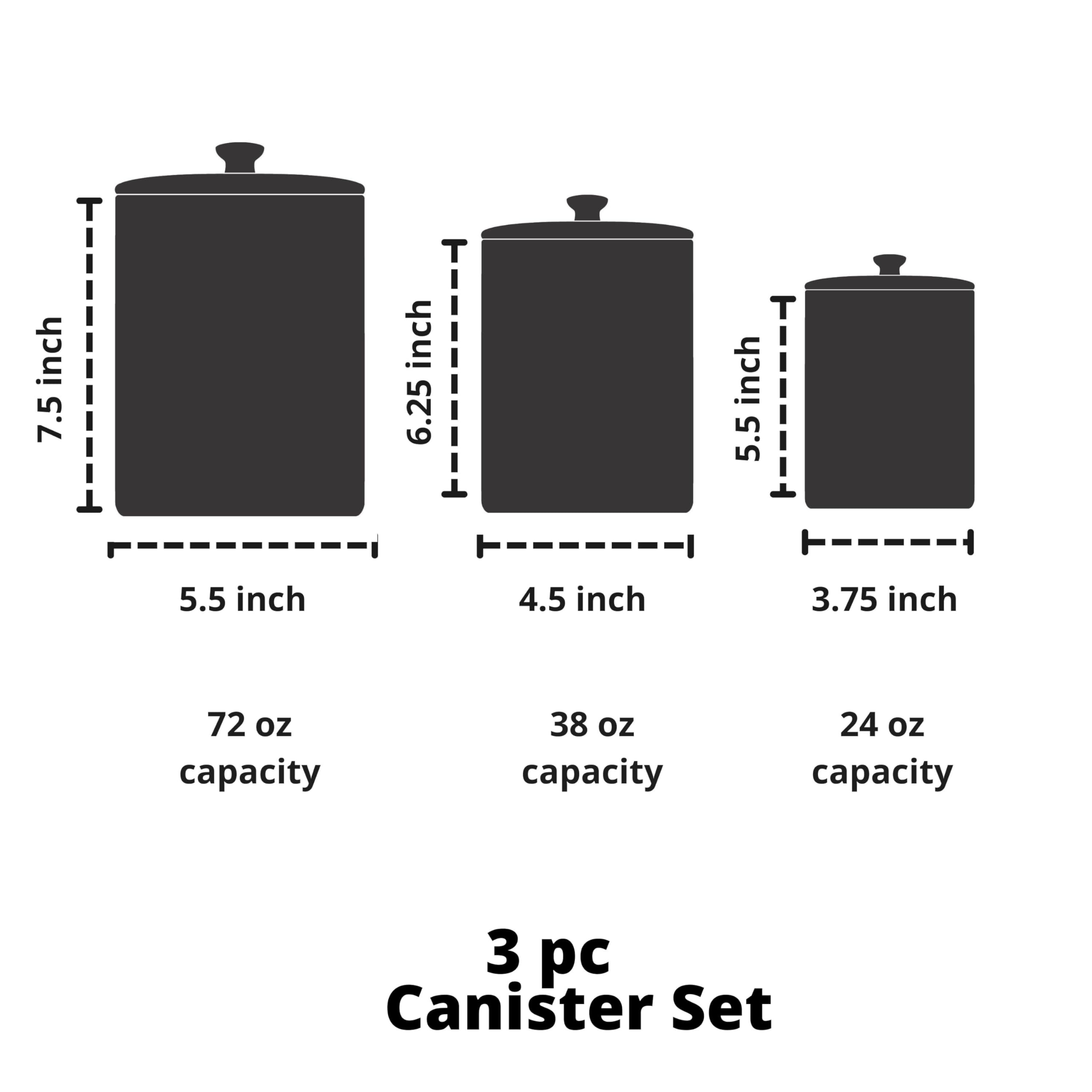 10 Strawberry Street Marble Kitchen Canister Set - 3 Piece Airtight Food Storage Containers for Flour, Sugar & Coffee | Modern Countertop Organizer for Pantry & Baking Essentials