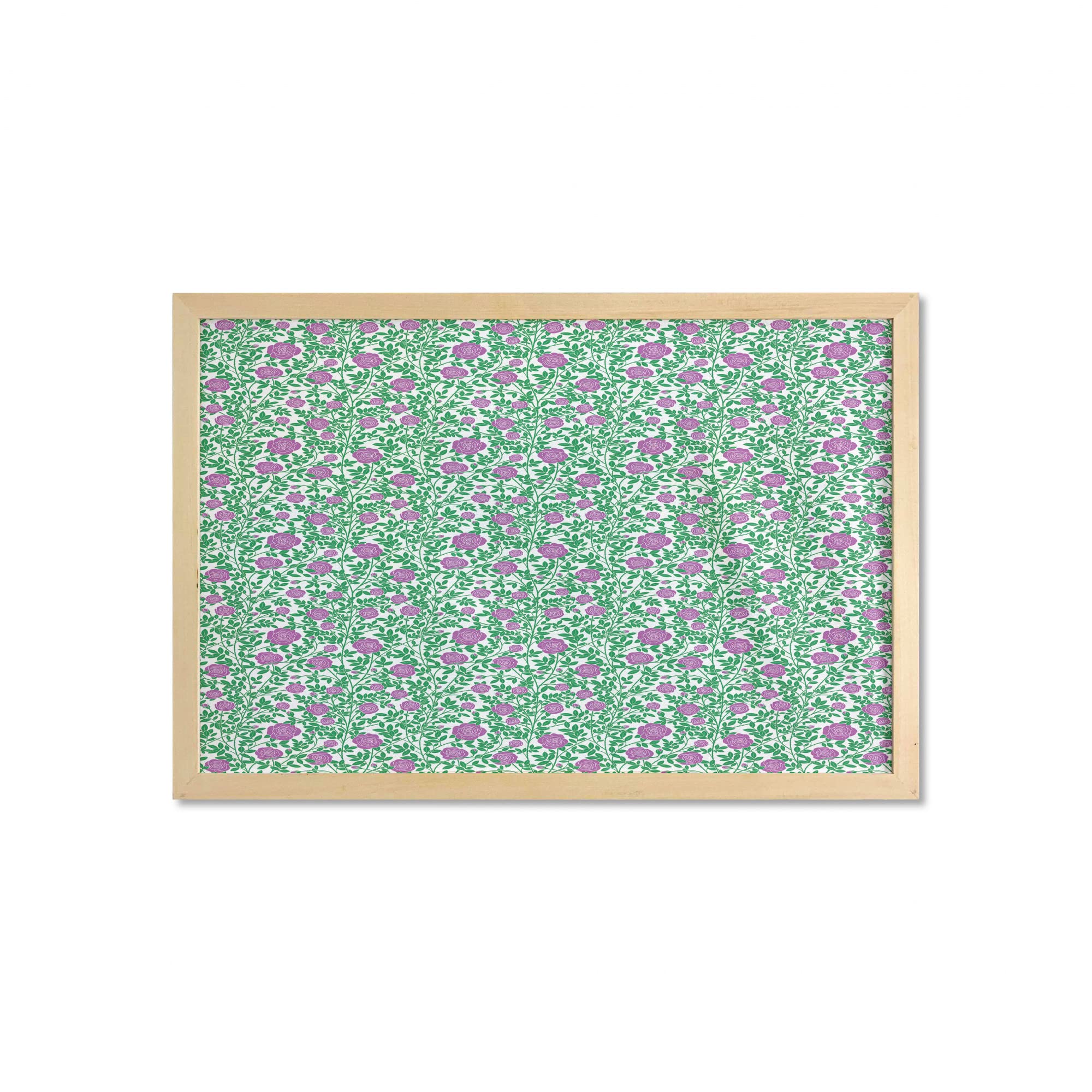 Ambesonne Rose Wall Art with Frame - Gardening Theme Floral Print, Intertwined Thorny Stems with Rose Buds & Petals - 35