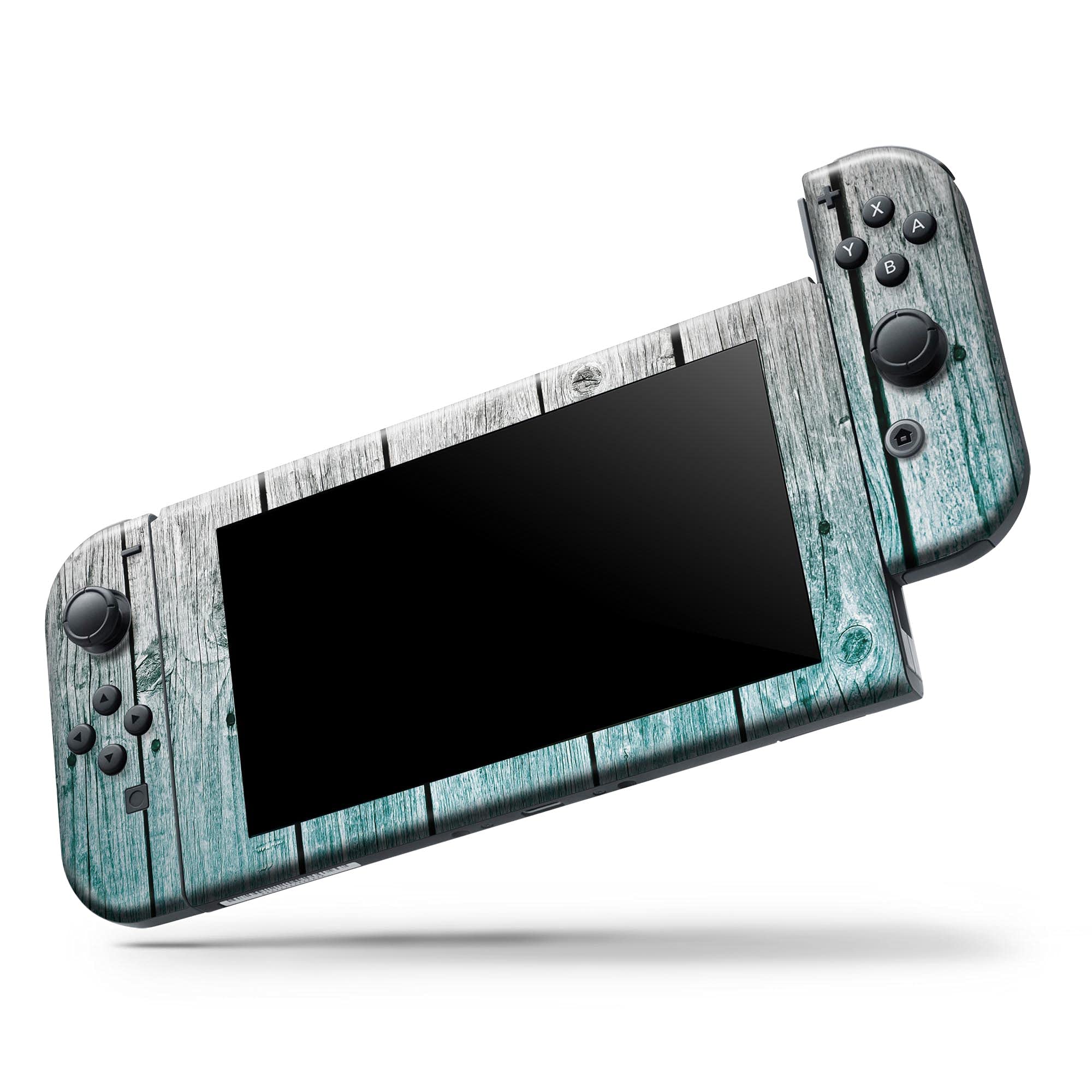 Nintendo Switch Dock Skin Decal - Scratch-Resistant Removable Vinyl Wrap Cover - Trendy Teal to White Aged Wood Planks Design - Perfect for Gaming Setup & Home Decor