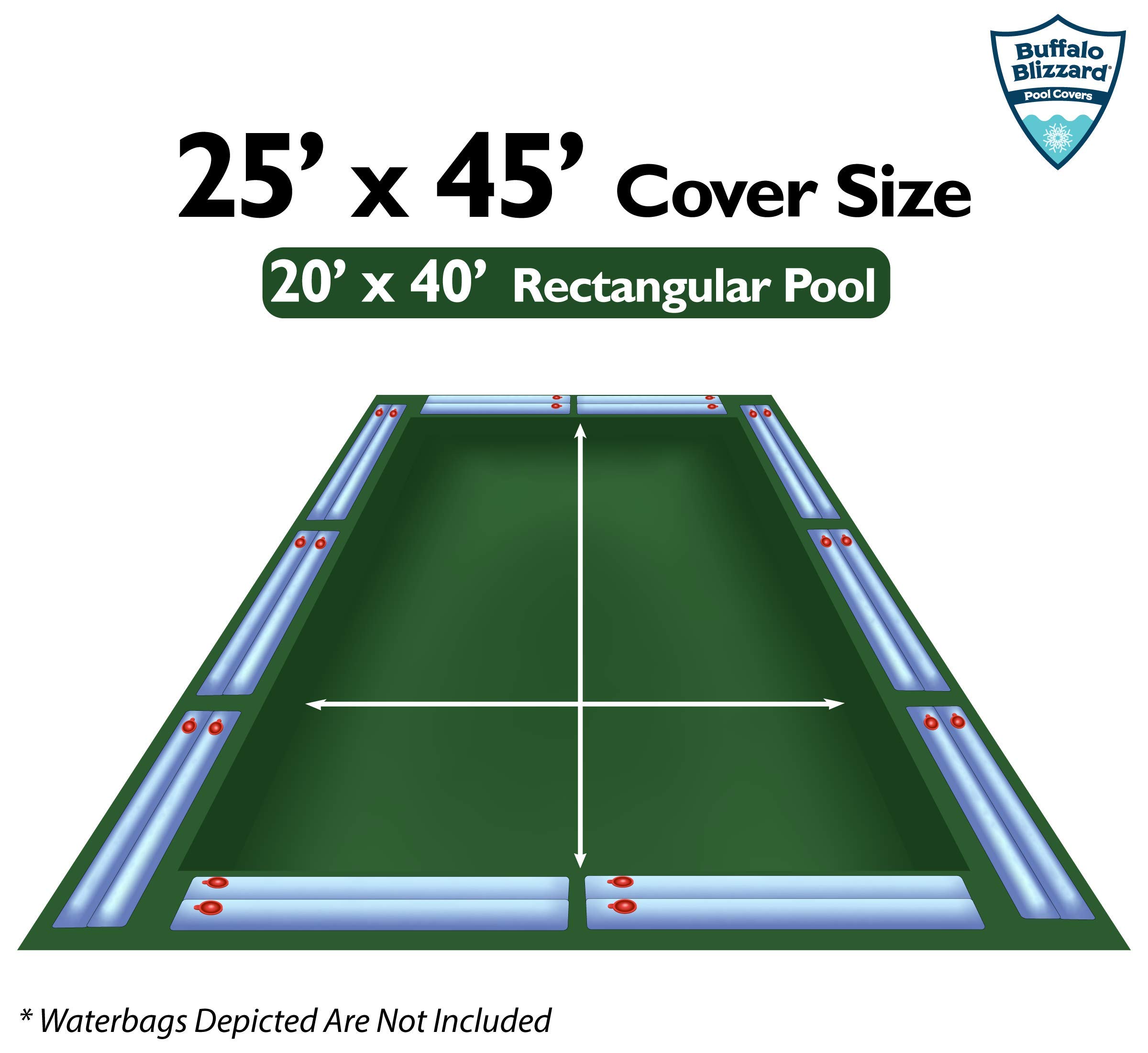 Buffalo Blizzard Ripstopper Green Winter Pool Cover for 20x40 ft Rectangle In-Ground & Above Ground Pools | Heavy Duty 5-Foot Overlap | Secure Installation | Perfect for Winter Protection & Snow Load Resistance