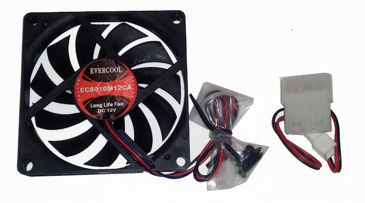 Evercool 80x80x10mm 12V Ball Bearing Medium Speed Cooling Fan EC8010M12CA - Perfect for PC Case, Gaming Rig & Electronics Cooling