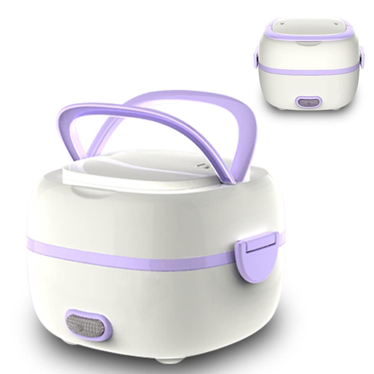 Portable Electric Lunch Box - Stainless Steel Leakproof Food Warmer with Cutlery | USB Rechargeable Office Lunch Heater | Perfect for Work, Travel & Picnics | Purple