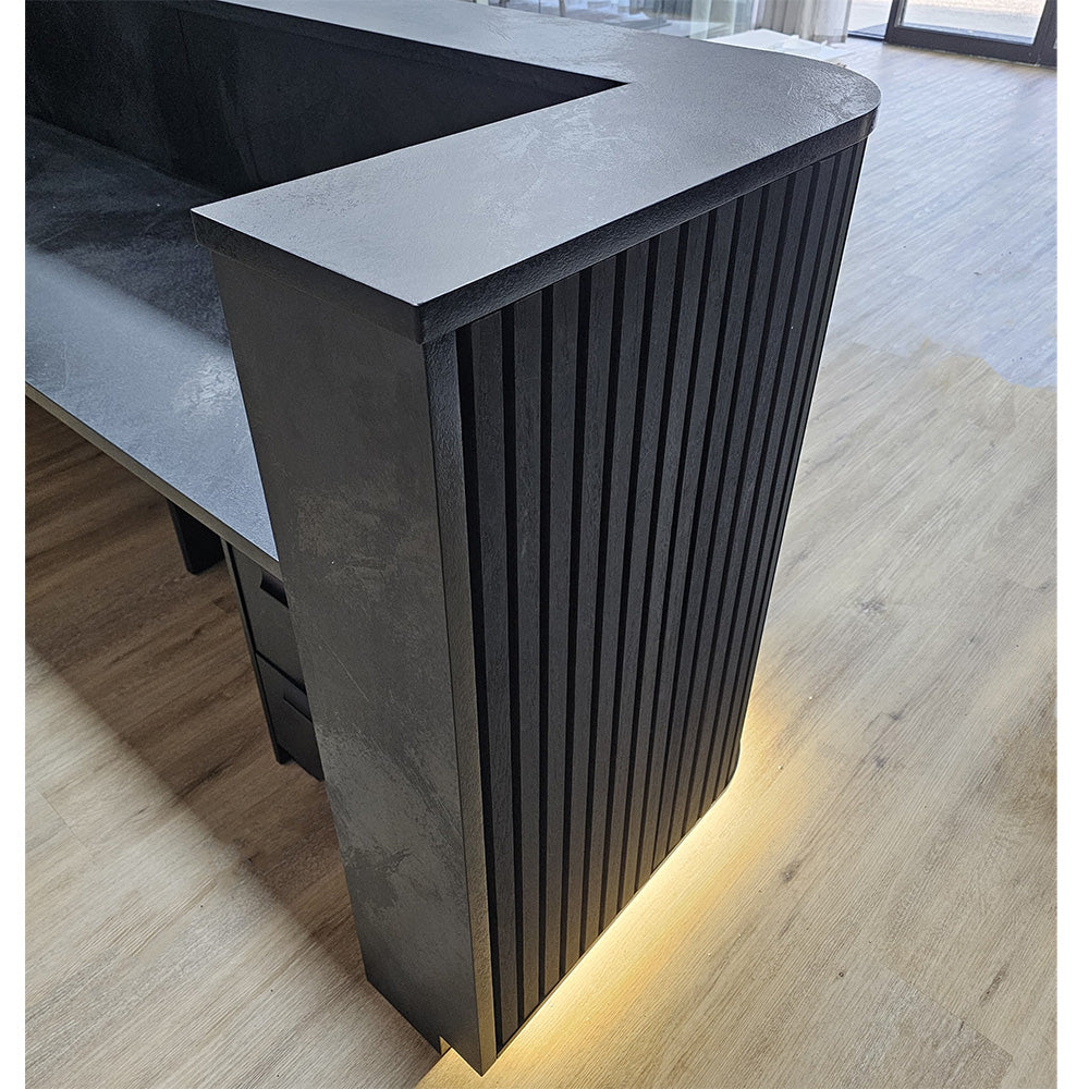 Modern HALO Reception Desk 240cm - Sleek Black Office Furniture for Professional Spaces | Perfect for Corporate Lobbies, Hotels & Business Centers