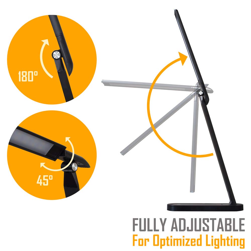 AULTRA LED Desk Lamp with Touch Control - Adjustable Brightness for Home Office, Study, Reading & Bedroom - Black Modern Task Light for Desk, Nightstand & Standing Desk Workspaces
