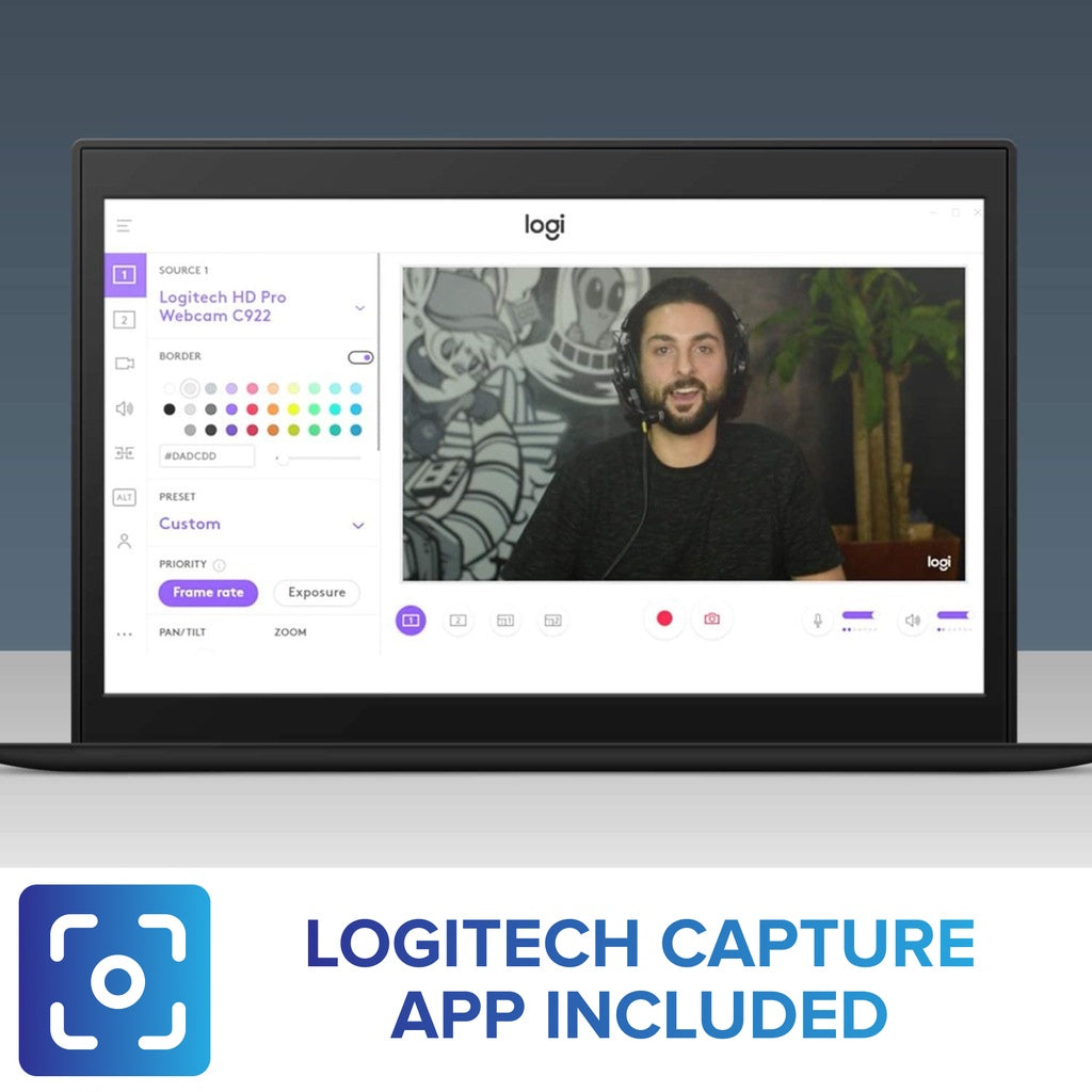 Logitech C922 Pro Stream Webcam - 1080p 30FPS / 720p 60FPS HD Video with Background Replacement Technology - Perfect for Zoom Meetings, Online Classes, Gaming Streaming & Remote Work