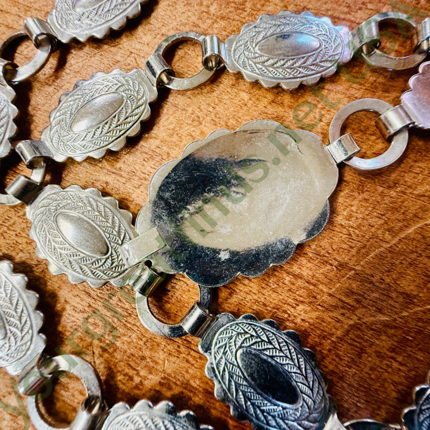 Vintage Western Silver Concho Belt - Authentic Costume Grade Cowboy Accessory for Rodeo, Halloween & Western Fashion Outfits