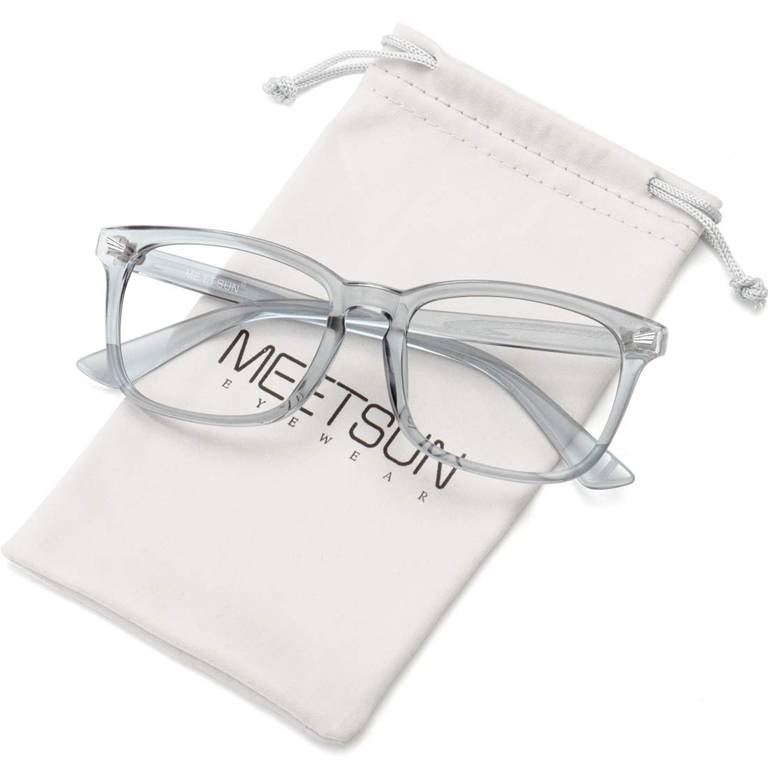 MEETSUN Blue Light Blocking Glasses for Women & Men - Anti Eye Strain & Headache Relief, UV400 Computer Glasses with Transparent Grey Frame (Better Sleep, Gaming & Office Work)