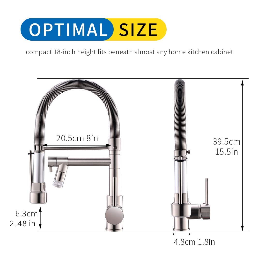 Fapully Brushed Nickel LED Kitchen Faucet with Sprayer for Modern Homes