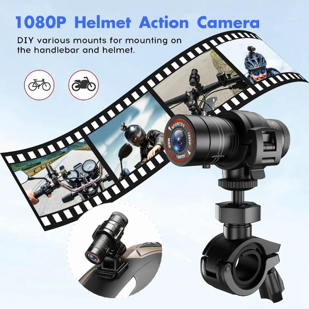 F9 1080P HD Waterproof Sports Action Camera - Mini Helmet Cam for Bike, Motorcycle, Diving & Outdoor Adventures - Car Dash Cam & Extreme Sports Video Recorder Kit