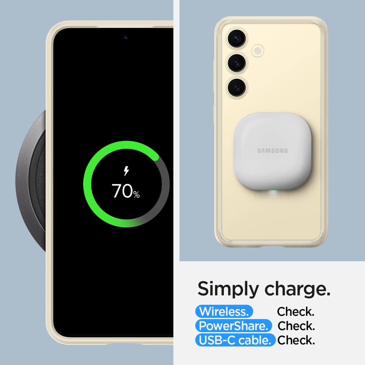 Spigen Ultra Hybrid Shockproof Case for Samsung Galaxy S24 [Anti-Yellowing] - Mute Beige | Slim Protective Phone Cover for Everyday Use & Outdoor Activities