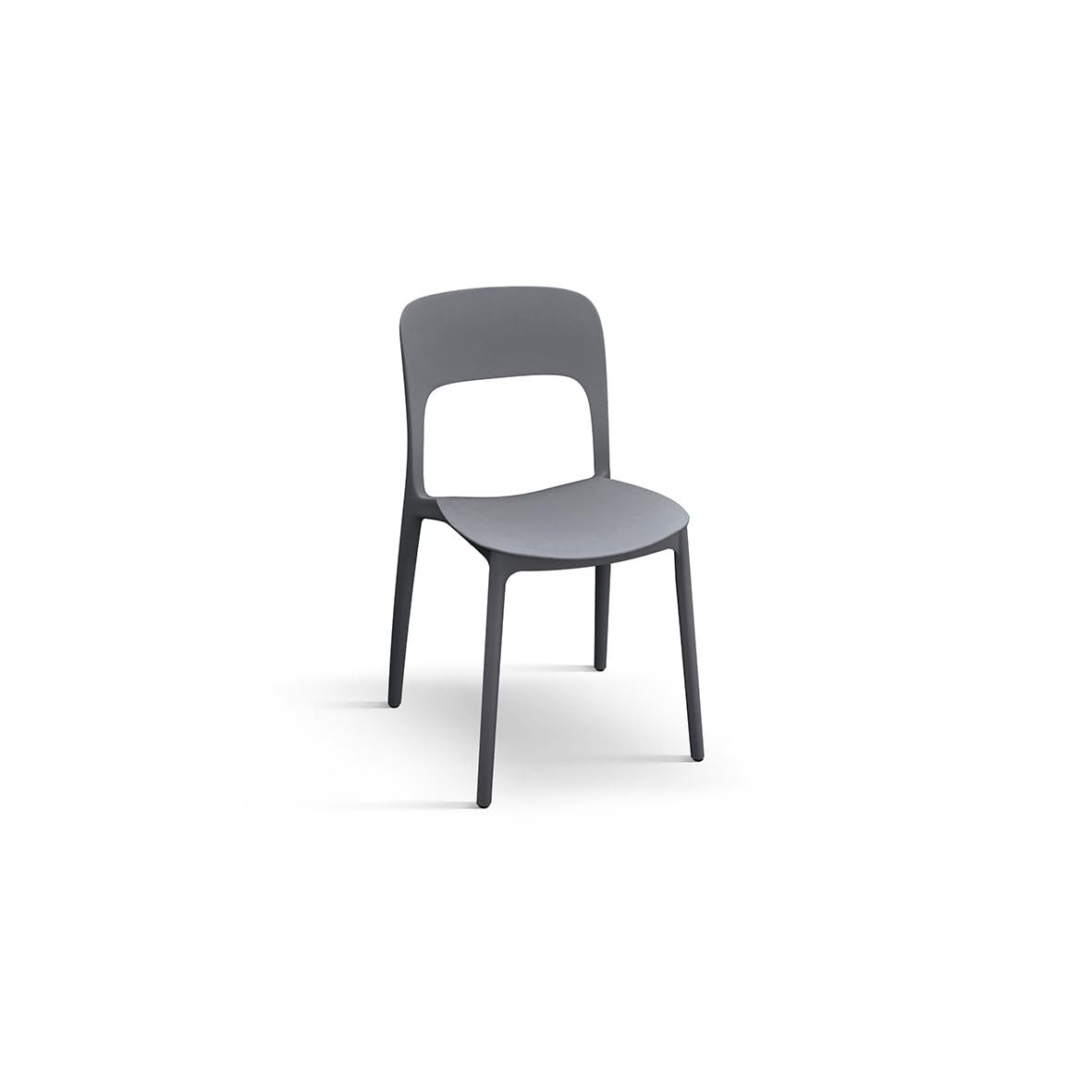 PAZZO DESIGN Luana Chair Set of 4 - Grey Polypropylene Stackable Dining Chairs for Kitchen, Dining Room & Outdoor Garden Use