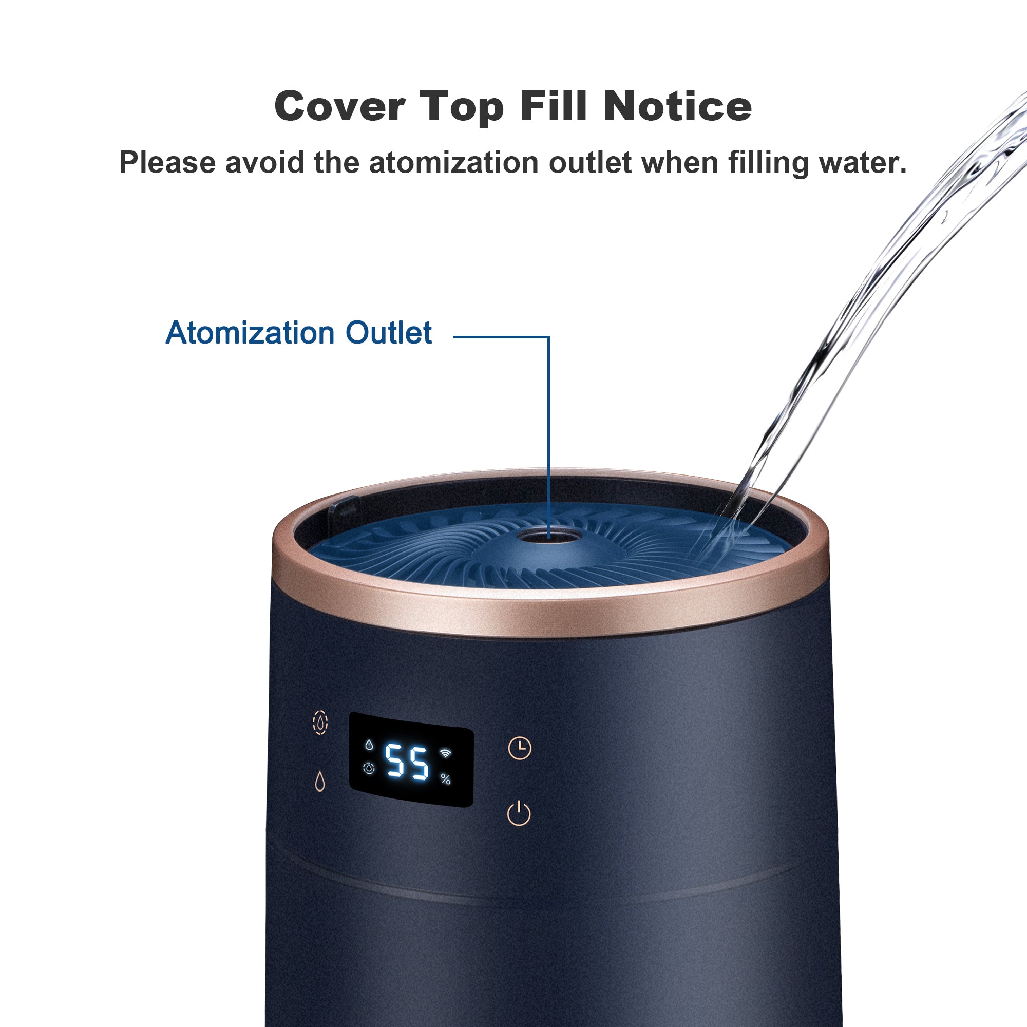 Smart Humidifier 2.1 Gal Top Fill Cool Mist - Large Room Ultrasonic Humidifier for Bedroom, Nursery & Office - Quiet Air Moisturizer for Baby, Plants & Dry Skin Relief