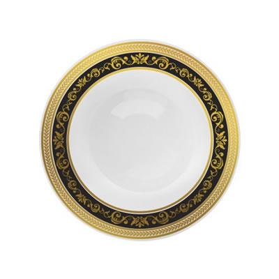 Elegant Black and Gold Round Plastic Plates - Royal Collection - Perfect for Parties, Weddings, and Formal Events