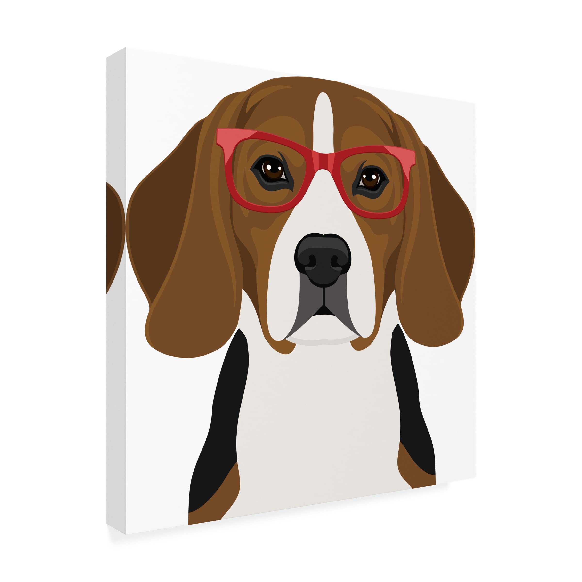 Beagle Wearing Hipster Glasses Canvas Art Print by Furbaby Affiliates - Trendy Dog Wall Decor for Living Room, Bedroom & Office