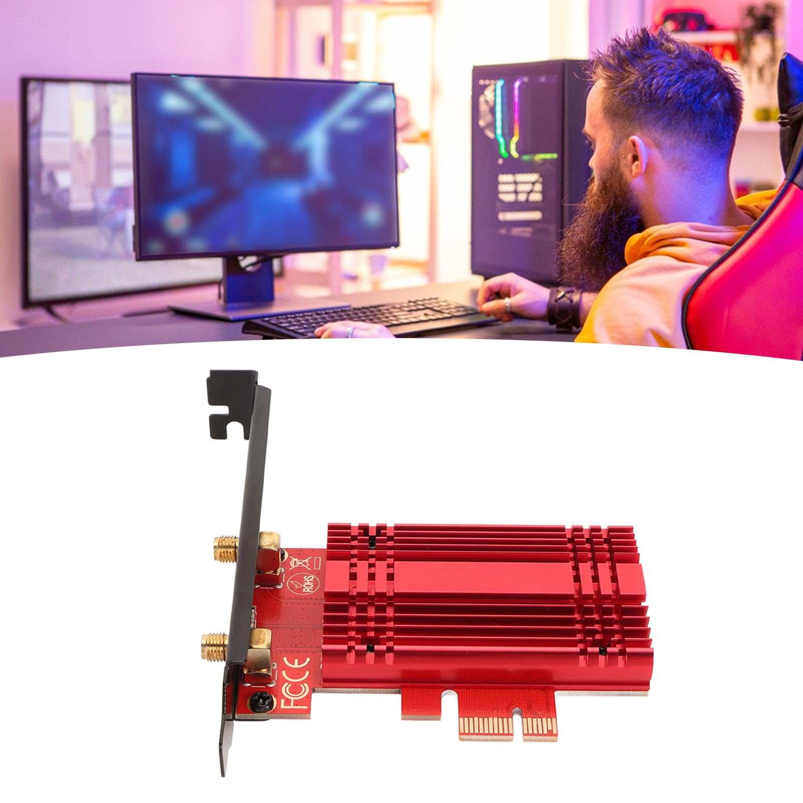 High-Speed Wireless PCIe Adapter - WiFi 6 Gigabit Network Card with Low Latency & Heat Sink for PC Gaming, Streaming & Home Office | Compatible with Windows 10/11, Desktop & Laptop Computers