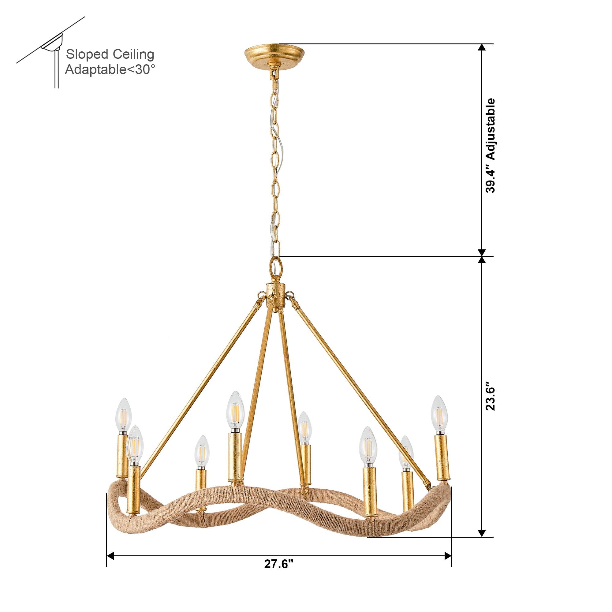 8-Light Golden Modern Candle Chandelier - Elegant Dining Room Lighting Fixture for Home Decor, Wedding & Restaurant Ambiance