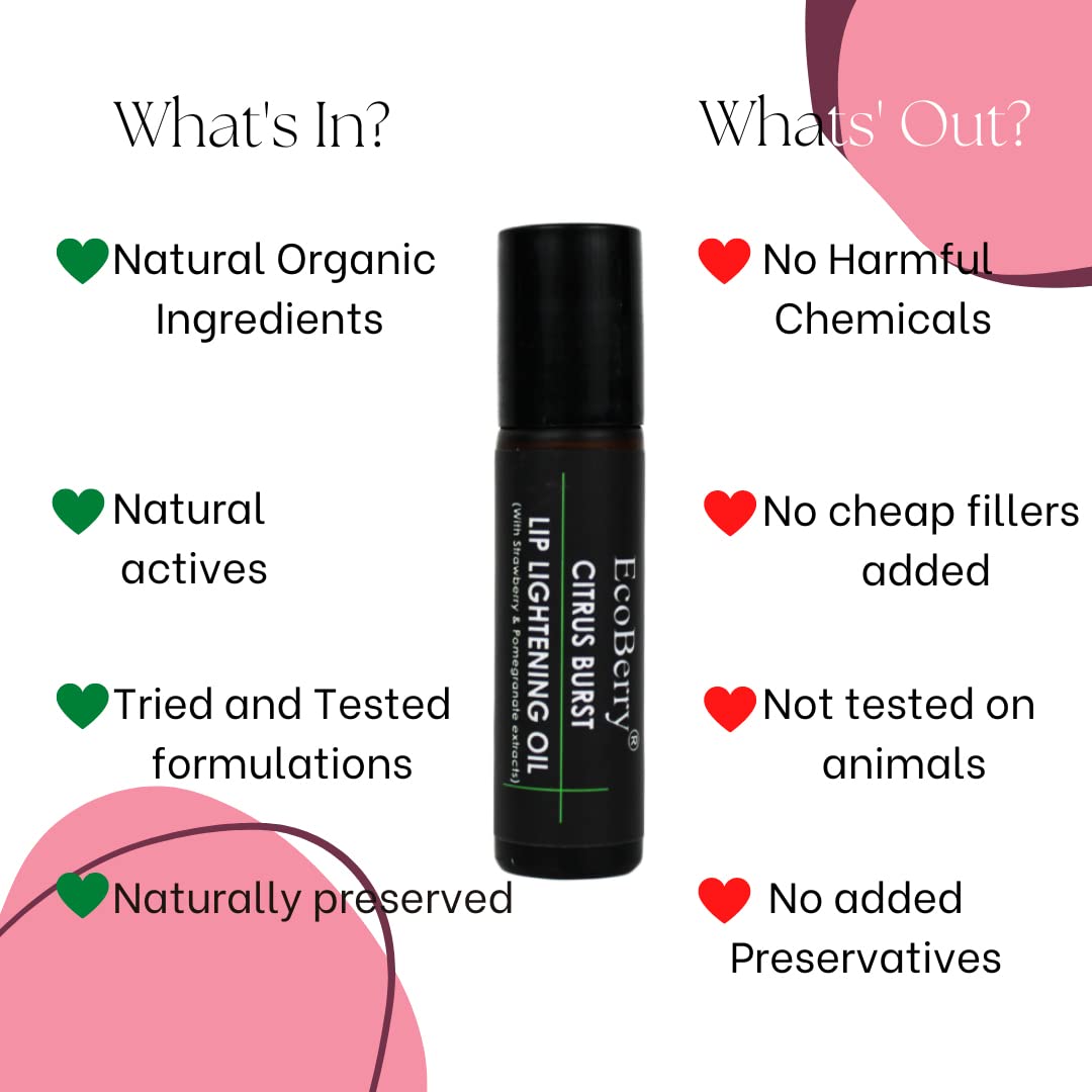 Citrus Burst Lip Lightening Oil - 100% Natural & Vegan Moisturizer for Dry, Chapped & Darkened Lips - Winter Care for Men & Women | Handmade, Chemical-Free, Preservative-Free, Paraben-Free | Perfect for Daily Hydration & Nighttime Lip Treatment (8ml)