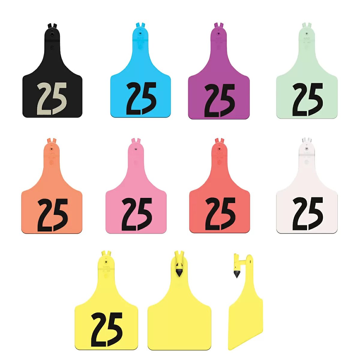 Allflex® A Tag™ One Piece Cow Ear Tags - Numbered 25/Bag for Livestock Identification & Farm Management