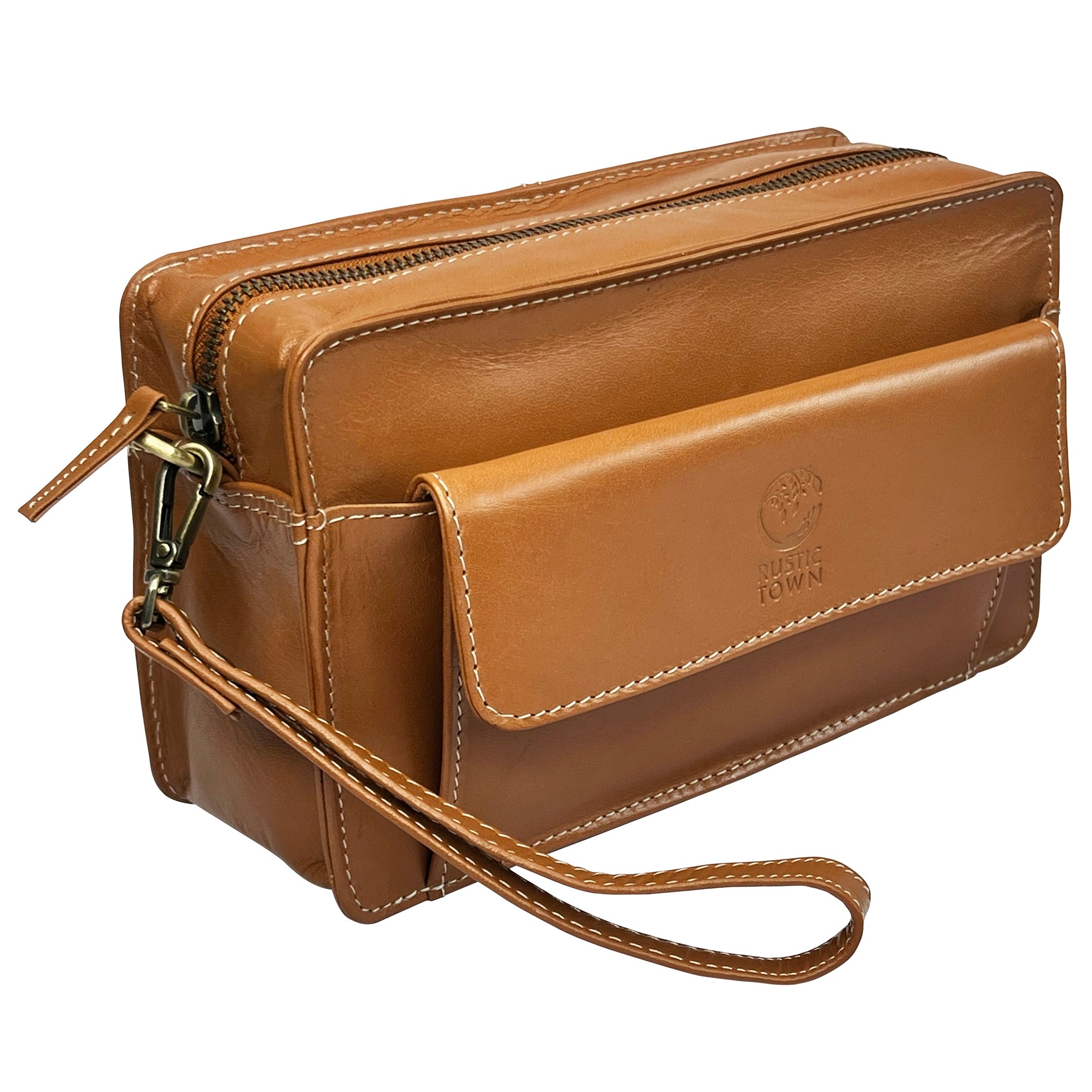Premium Genuine Leather Men's Clutch Bag - Slim Travel Wallet & Wristlet Handbag for Business, Dating & Night Out