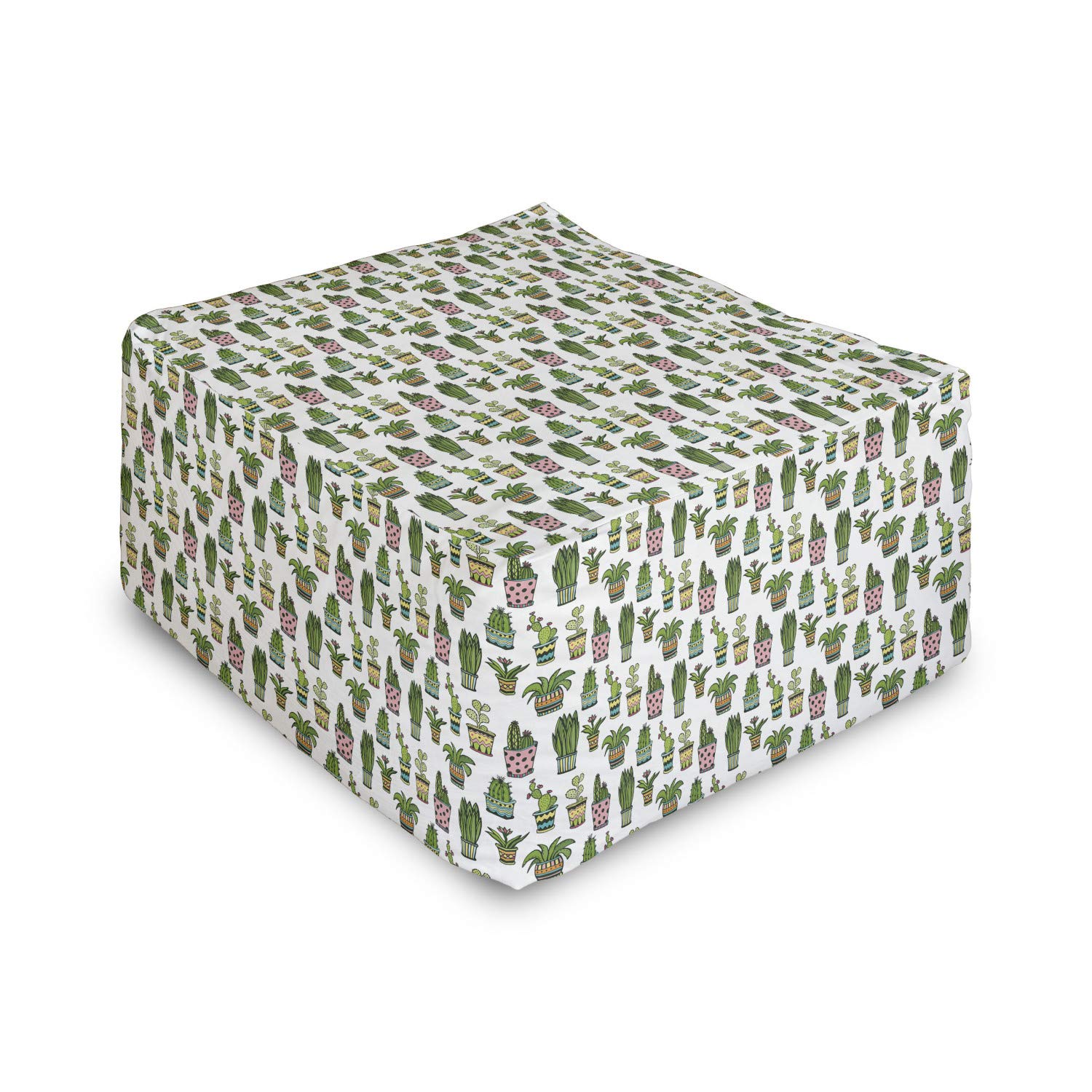 Ambesonne Cactus Pattern Rectangular Pouf Ottoman - 25